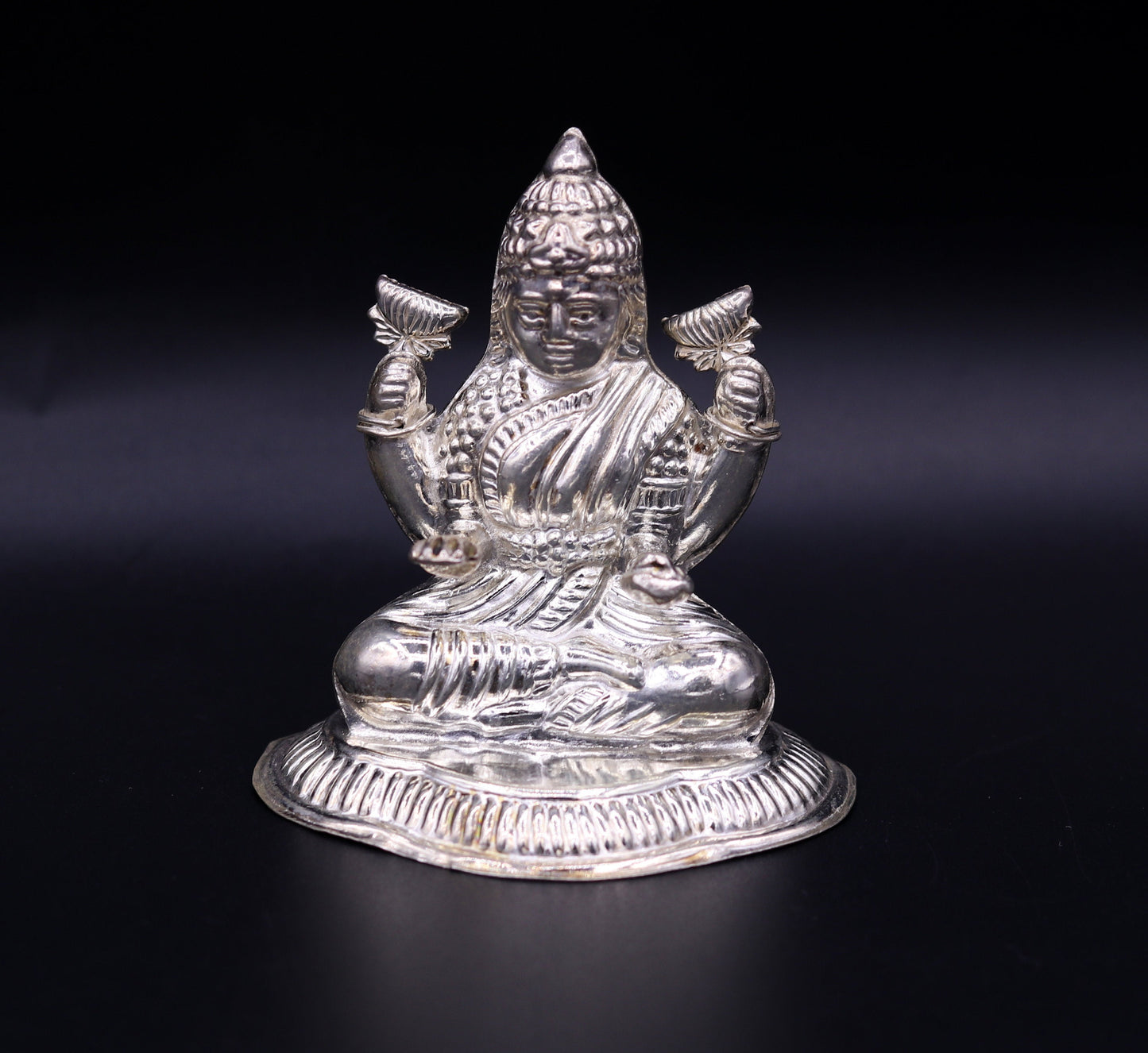 Sterling silver handmade gorgeous Goddess laxmi statue sculpture for Diwali puja customized art home temple article from sst01 - TRIBAL ORNAMENTS