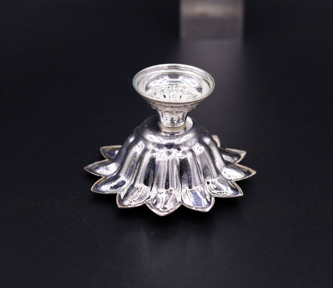 Sterling silver handmade gorgeous lamp oil lamp for home temple decoration gorgeous article collectible sst06 - TRIBAL ORNAMENTS