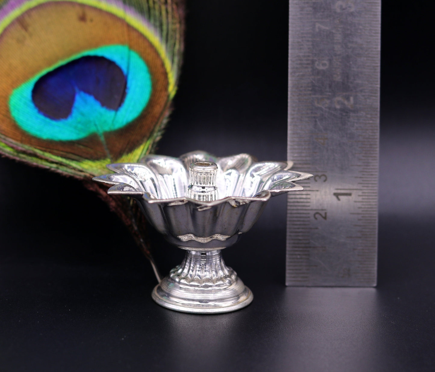 Sterling silver handmade gorgeous lamp oil lamp for home temple decoration gorgeous article collectible sst06 - TRIBAL ORNAMENTS