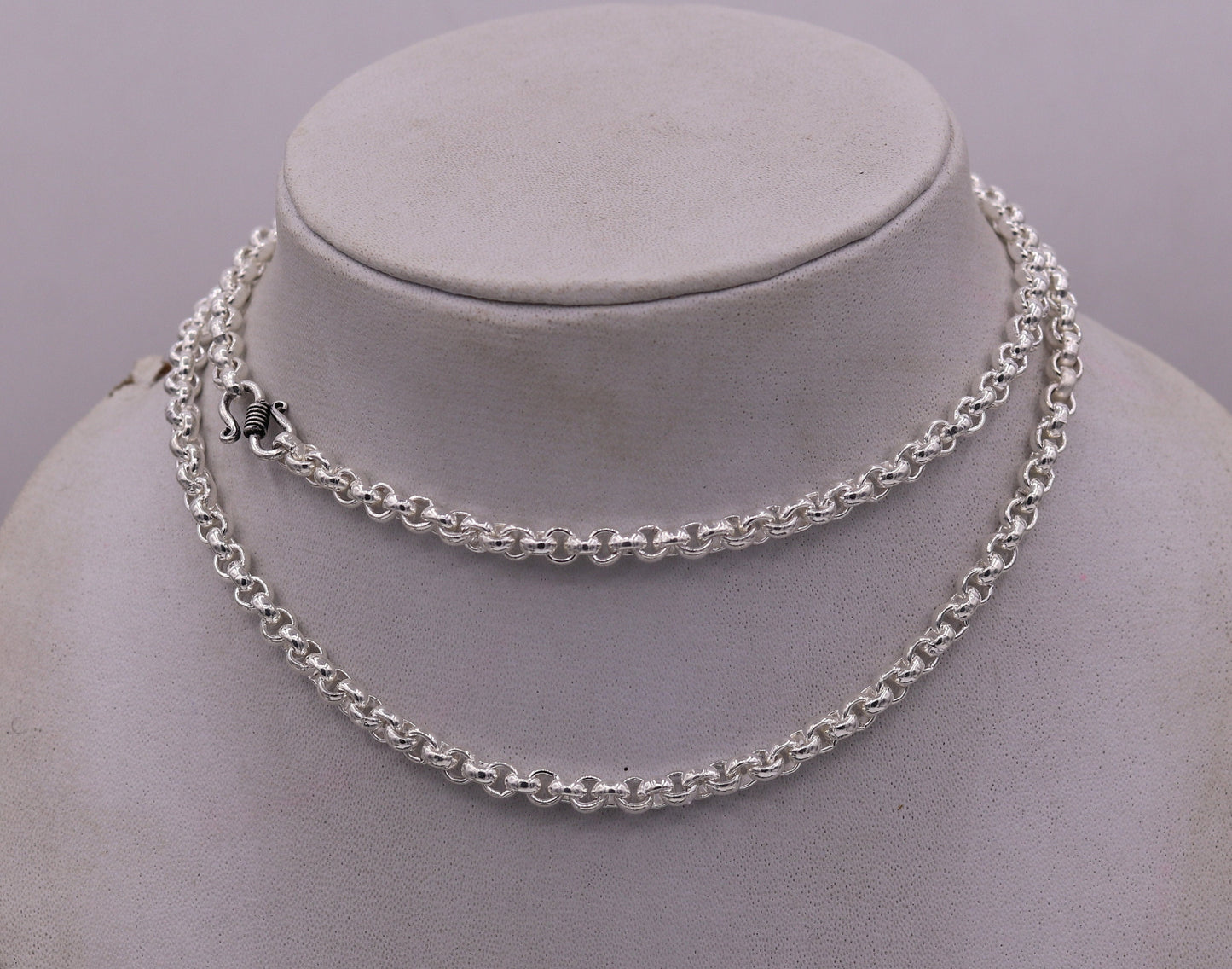 Sterling silver handmade fabulous cable link rolo chain long unisex necklace jewelry from india ch42 - TRIBAL ORNAMENTS