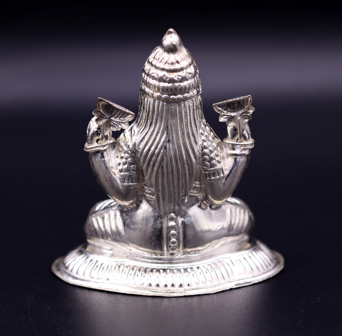 Sterling silver handmade gorgeous Goddess laxmi statue sculpture for Diwali puja customized art home temple article from sst01 - TRIBAL ORNAMENTS