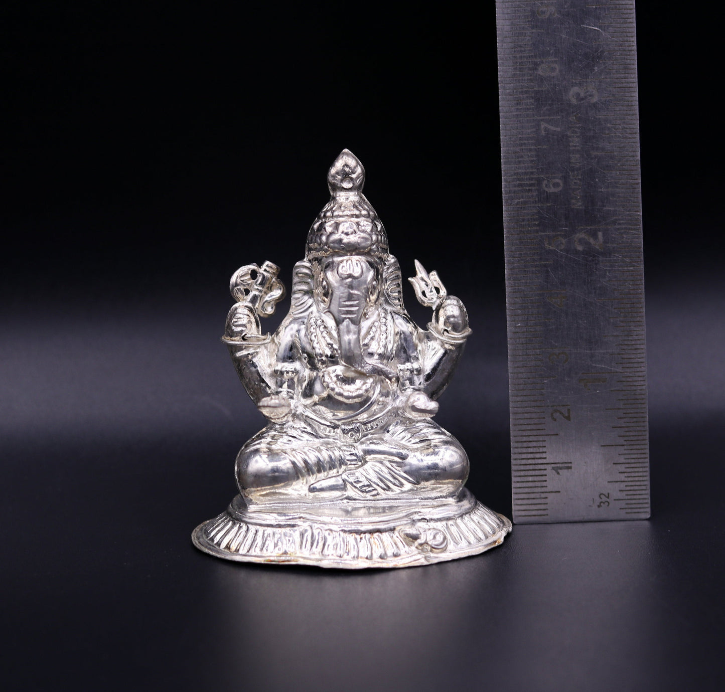 Indian idol lord Ganesha statue Sterling silver handmade gorgeous sculpture for Diwali puja home temple article from Rajasthan India sst02 - TRIBAL ORNAMENTS