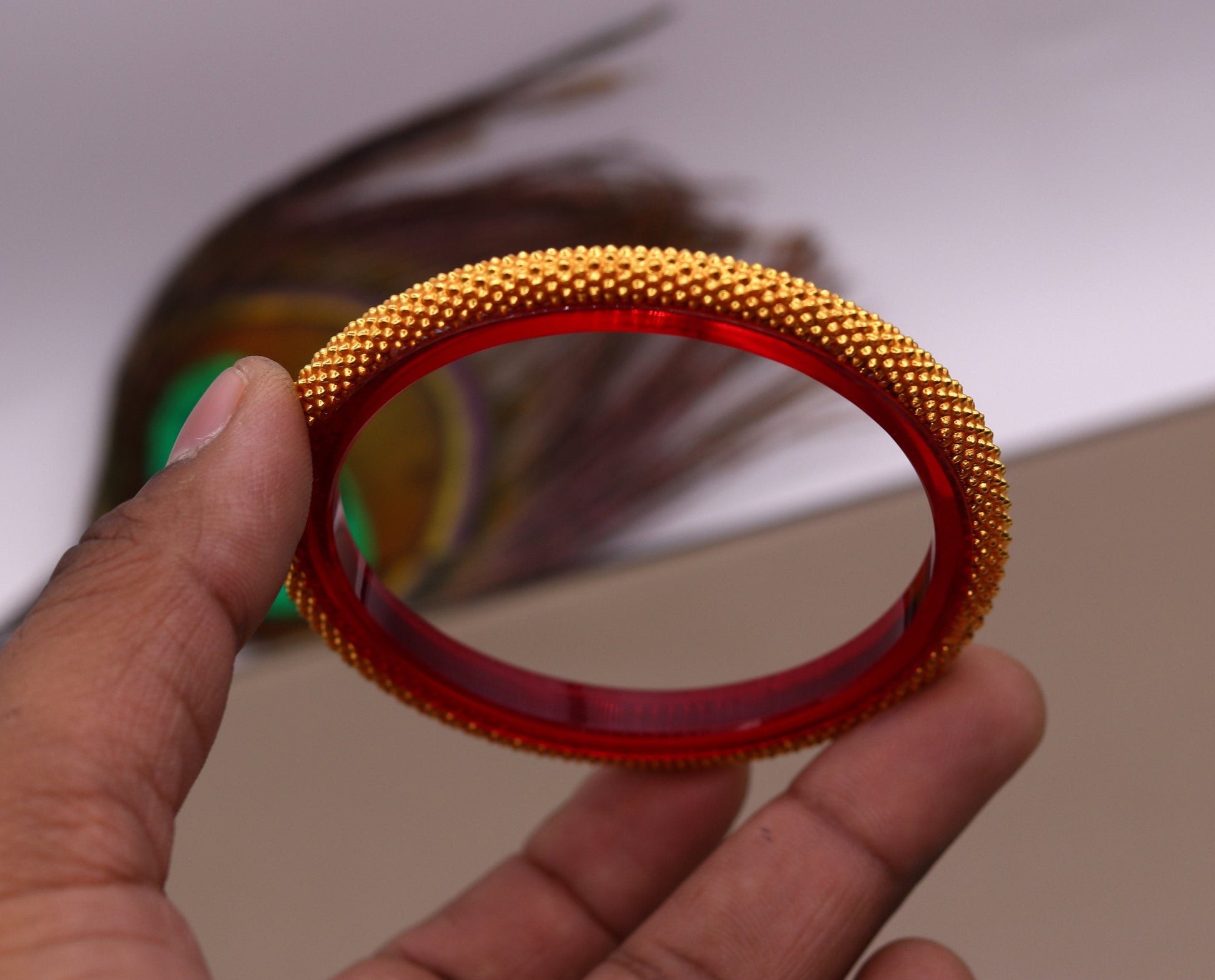 Vintage design handmade 22kt yellow gold single bangle bracelet kangan excellent tribal bridal wedding jewelry for belly dance  from India - TRIBAL ORNAMENTS