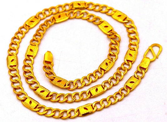 22kt yellow gold handmade fabulous link chain unisex stylish modern jewelry necklace from rajasthan india - TRIBAL ORNAMENTS