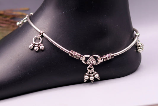 handmade 925 Sterling silver handmade vintage antique design stylish anklet foot bracelet hanging bells tribal belly dance jewelry ank29 - TRIBAL ORNAMENTS