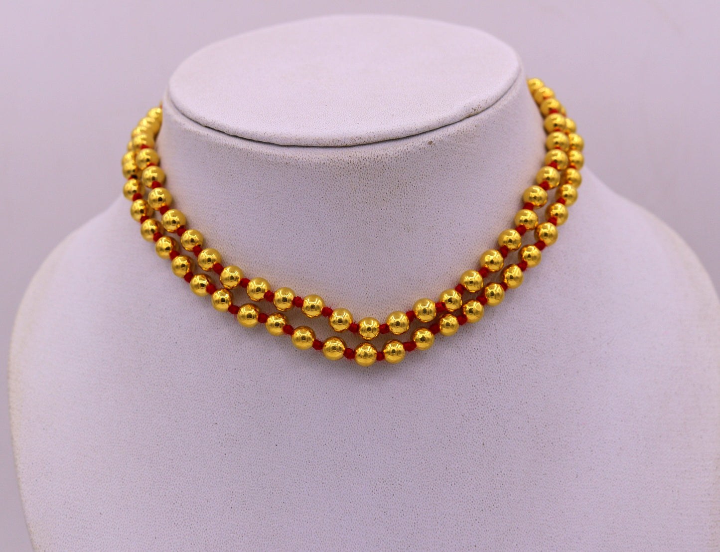 Vintage antique design handmade gold 20kt yellow gold ball beads necklace chain fabulous indian tribal jewelry from india - TRIBAL ORNAMENTS