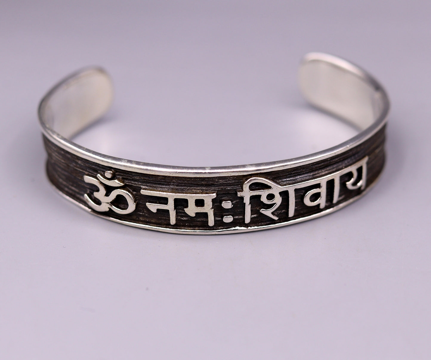 Vintage antique design adjustable mantra bangle bracelet 925 sterling silver "Aum Namah Shivay" unisex bracelet gifting jewelry nsk141 - TRIBAL ORNAMENTS