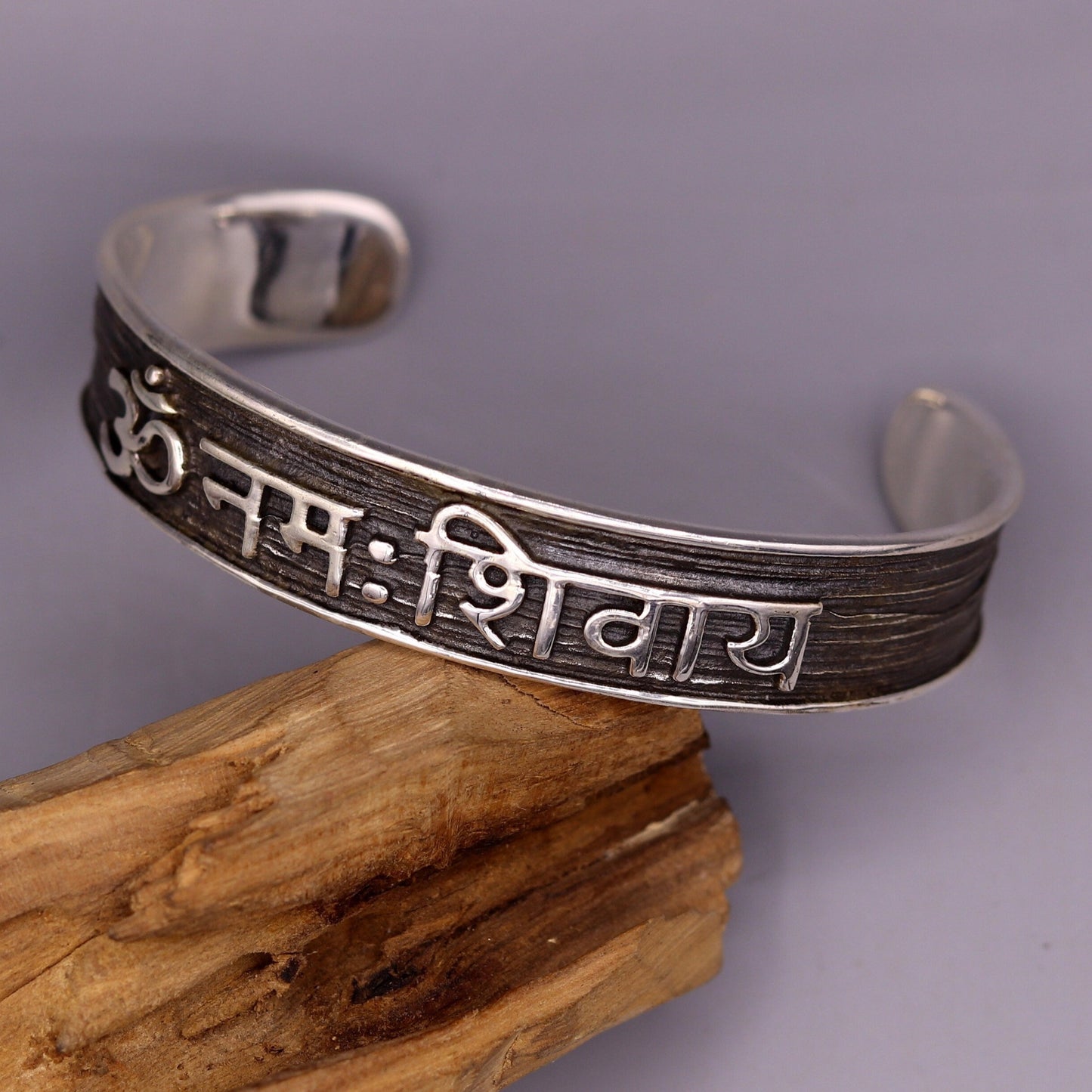 Vintage antique design adjustable mantra bangle bracelet 925 sterling silver "Aum Namah Shivay" unisex bracelet gifting jewelry nsk141 - TRIBAL ORNAMENTS