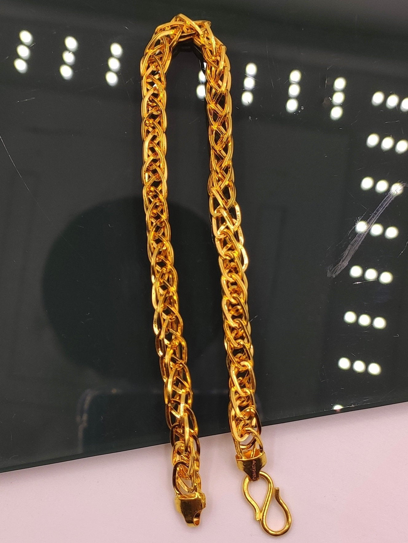 22kt yellow gold handmade amazing design unisex bracelet , flexible chain bracelet wheat chain stylish bracelet gifting jewelry gbr41 - TRIBAL ORNAMENTS