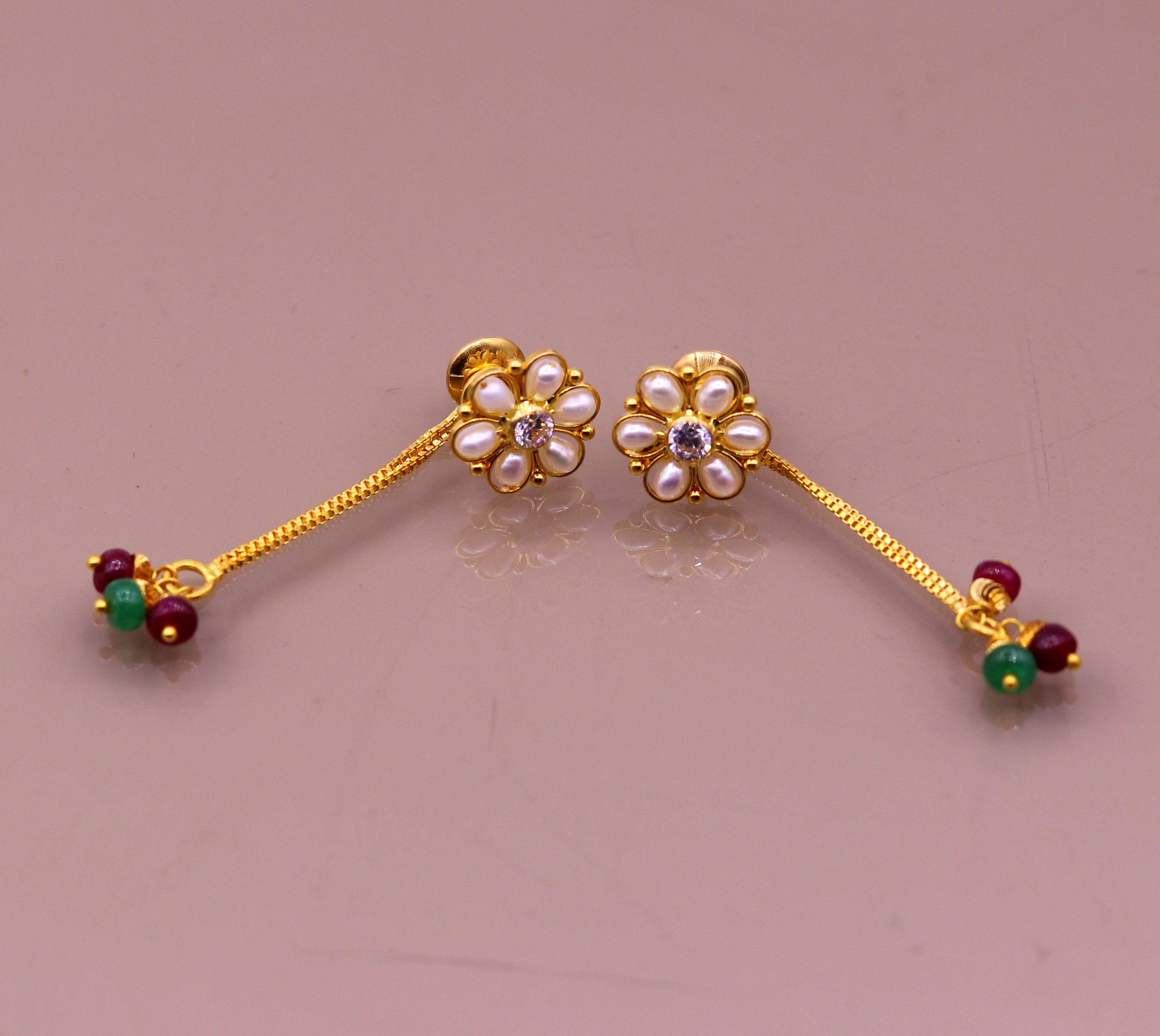 Gold earrings outlet with beads