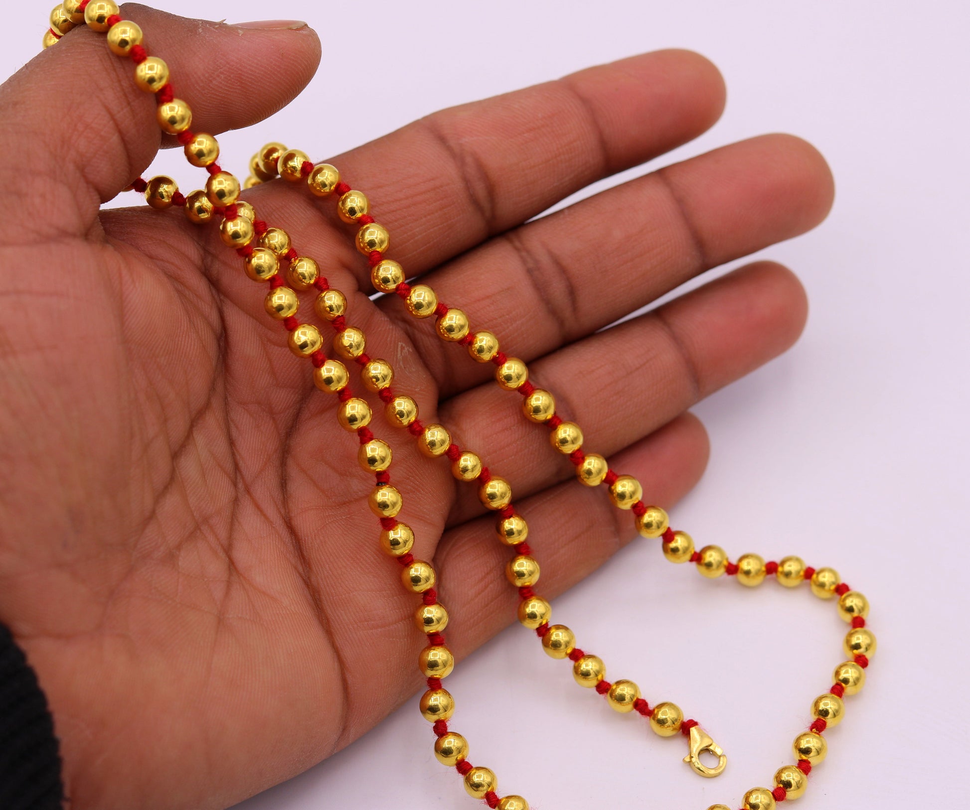 Vintage antique design handmade gold 20kt yellow gold ball beads necklace chain fabulous indian tribal jewelry from india - TRIBAL ORNAMENTS