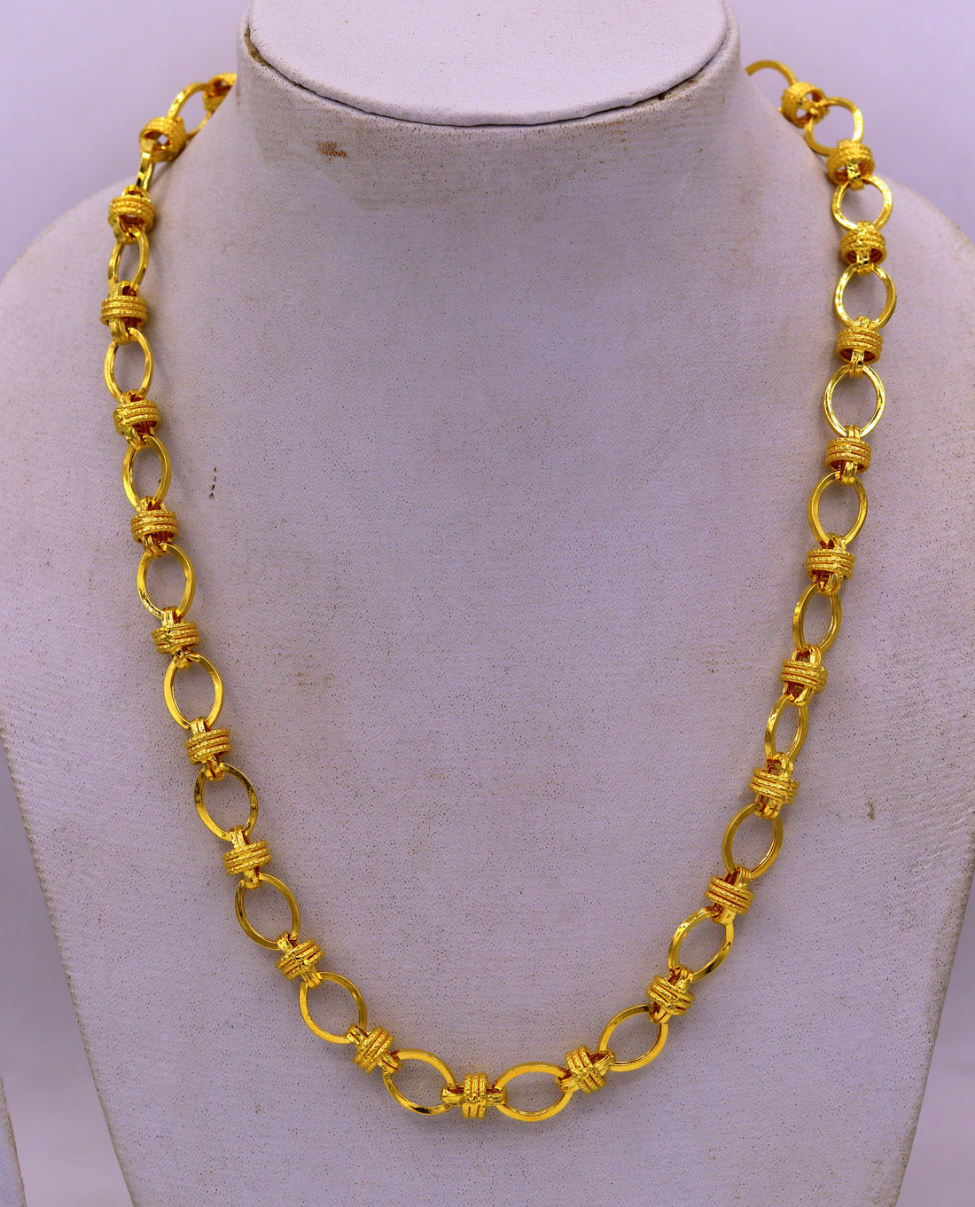 Vintage design handmade 22kt yellow gold amazing stylish 20 inches long chain necklace link chain from rajasthan india ch213 - TRIBAL ORNAMENTS