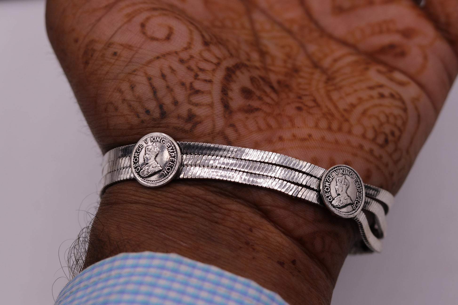 925 sterling silver handmade gorgeous design with excellent v king emperor design coin bracelet excellent gifting jewelry sbr101 - TRIBAL ORNAMENTS