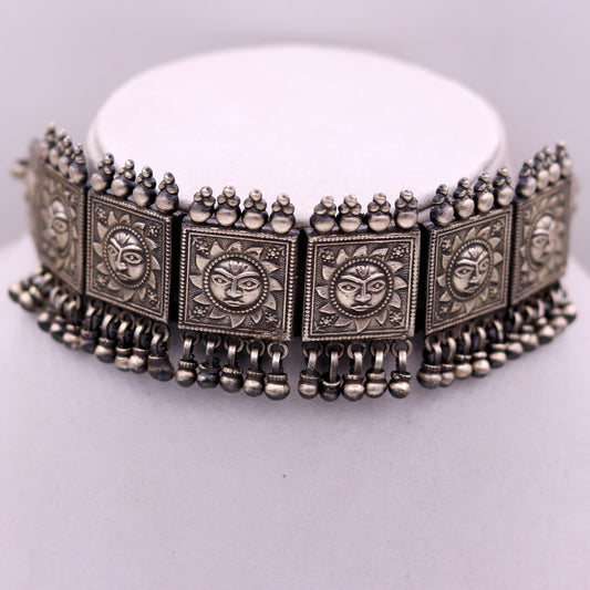 925 sterling silver Traditional cultural design trendy fit neck choker necklace tribal ethnic tribal jewelry best wedding jewelry set78 - TRIBAL ORNAMENTS