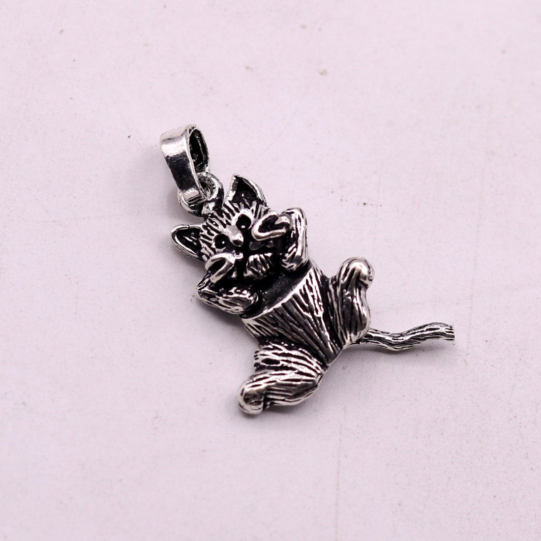 Amazing 925 sterling silver handcrafted fabulous animal cat pendant excellent stylish modern unisex gifting jewelry from india nsp219 - TRIBAL ORNAMENTS