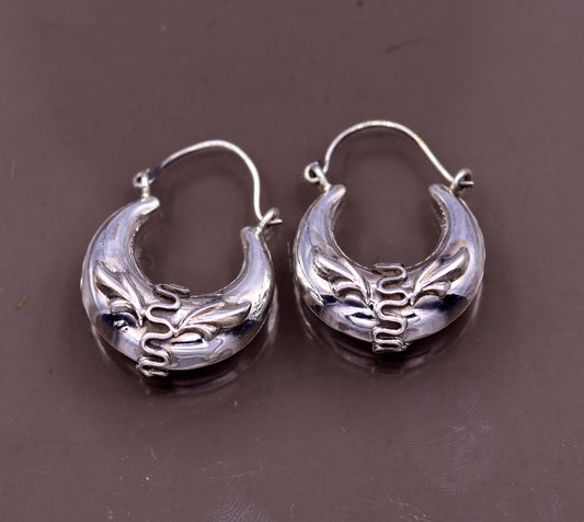 Handmade 925 sterling silver amazing stylish hoops bali earrings tribal ethnic kundal unisex jewelry from Rajasthan India s584 - TRIBAL ORNAMENTS