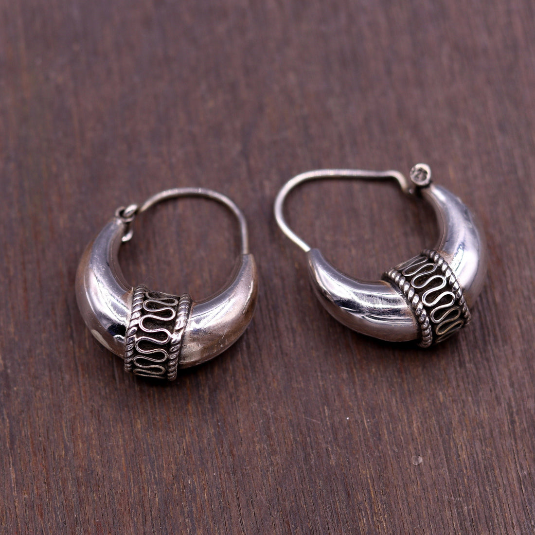 Traditional jewelry 925 sterling silver handmade vintage ethnic style hoops earrings kundal,ethnic pretty tribal belly dance jewelry s594 - TRIBAL ORNAMENTS