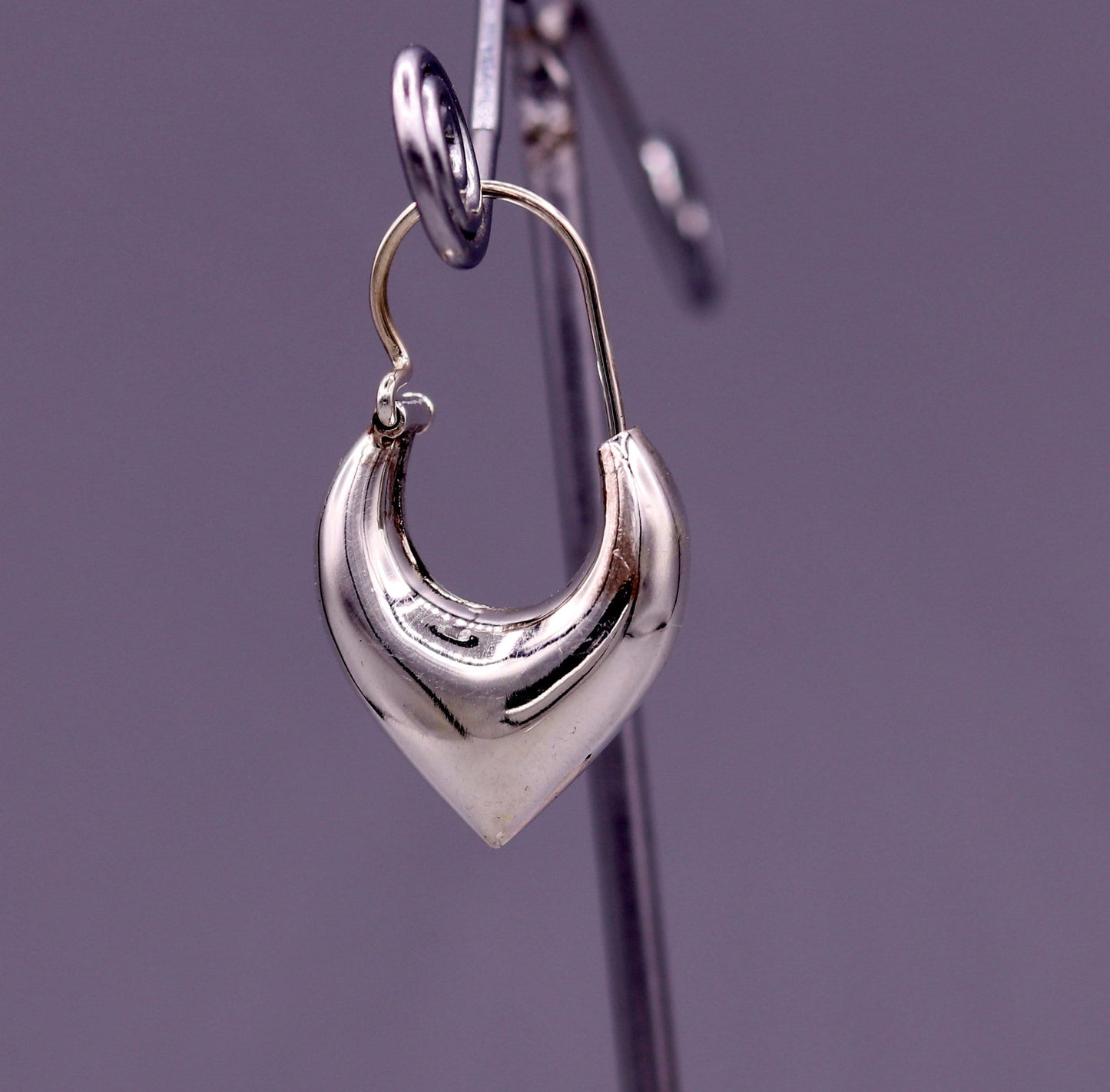 925 sterling pure silver handmade vintage customized design fabulous unisex hoops earrings kundal, ethnic bali tribal jewelry india s861 - TRIBAL ORNAMENTS