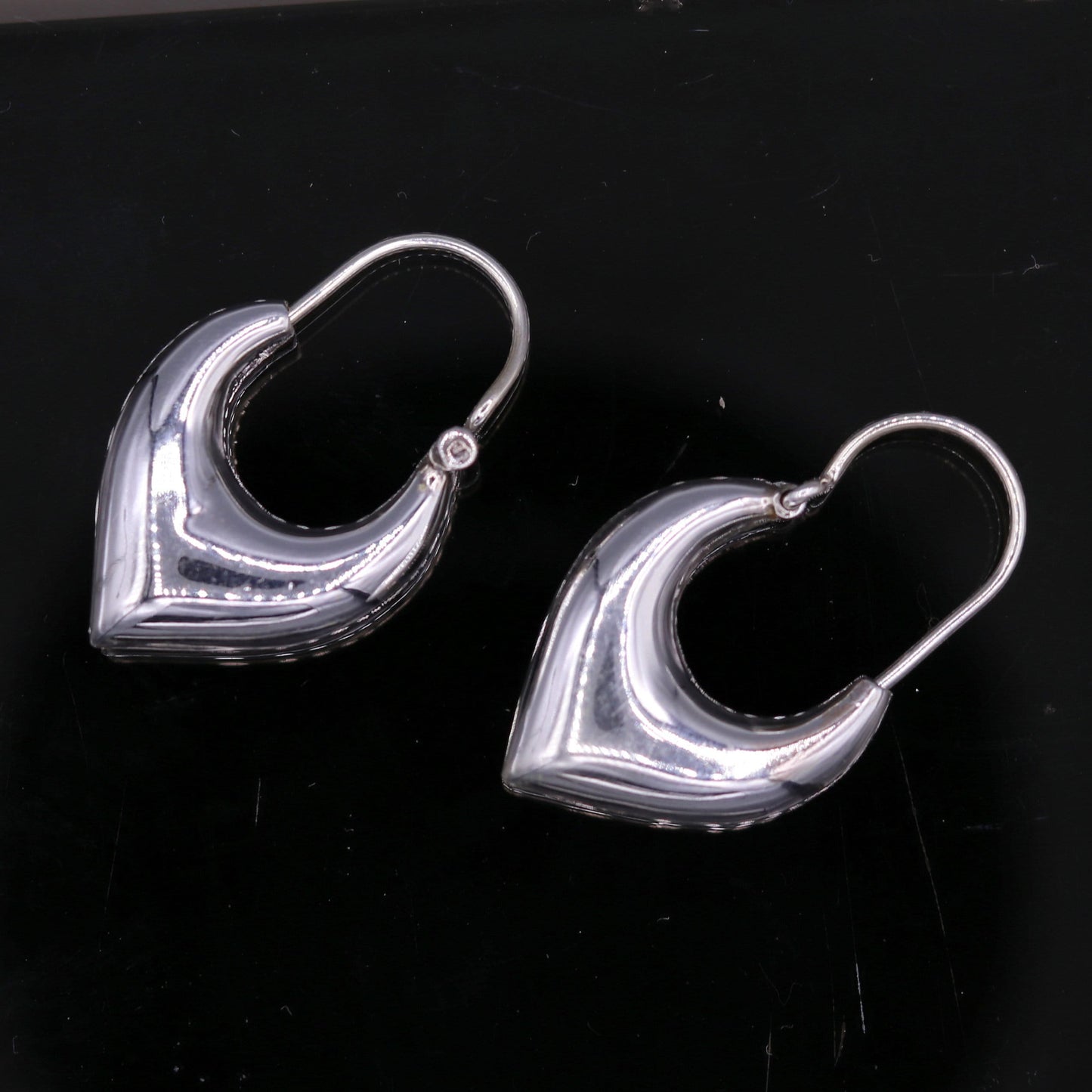 925 sterling pure silver handmade vintage customized design fabulous unisex hoops earrings kundal, ethnic bali tribal jewelry india s861 - TRIBAL ORNAMENTS