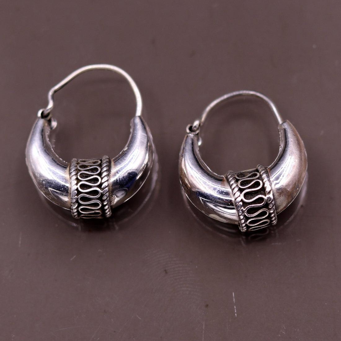 Traditional jewelry 925 sterling silver handmade vintage ethnic style hoops earrings kundal,ethnic pretty tribal belly dance jewelry s594 - TRIBAL ORNAMENTS