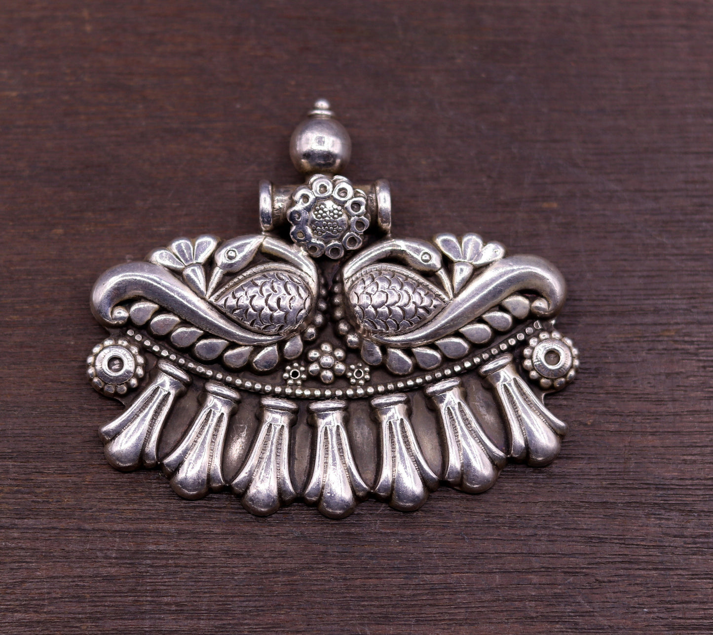 Vintage antique design handmade 925 sterling silver gorgeous design peacock pendant ethnic tribal jewelry from India nsp247 - TRIBAL ORNAMENTS