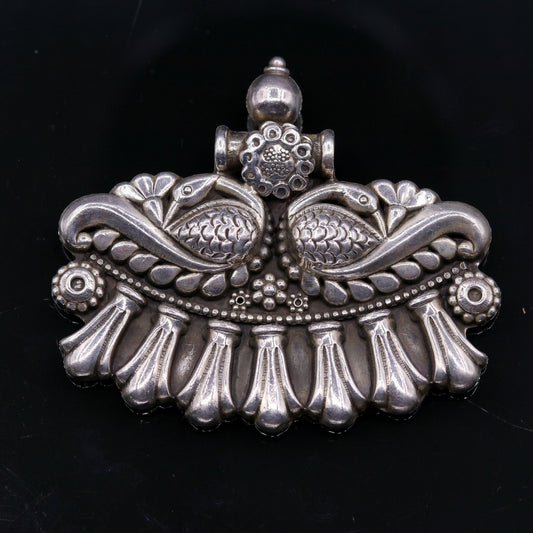 Vintage antique design handmade 925 sterling silver gorgeous design peacock pendant ethnic tribal jewelry from India nsp247 - TRIBAL ORNAMENTS