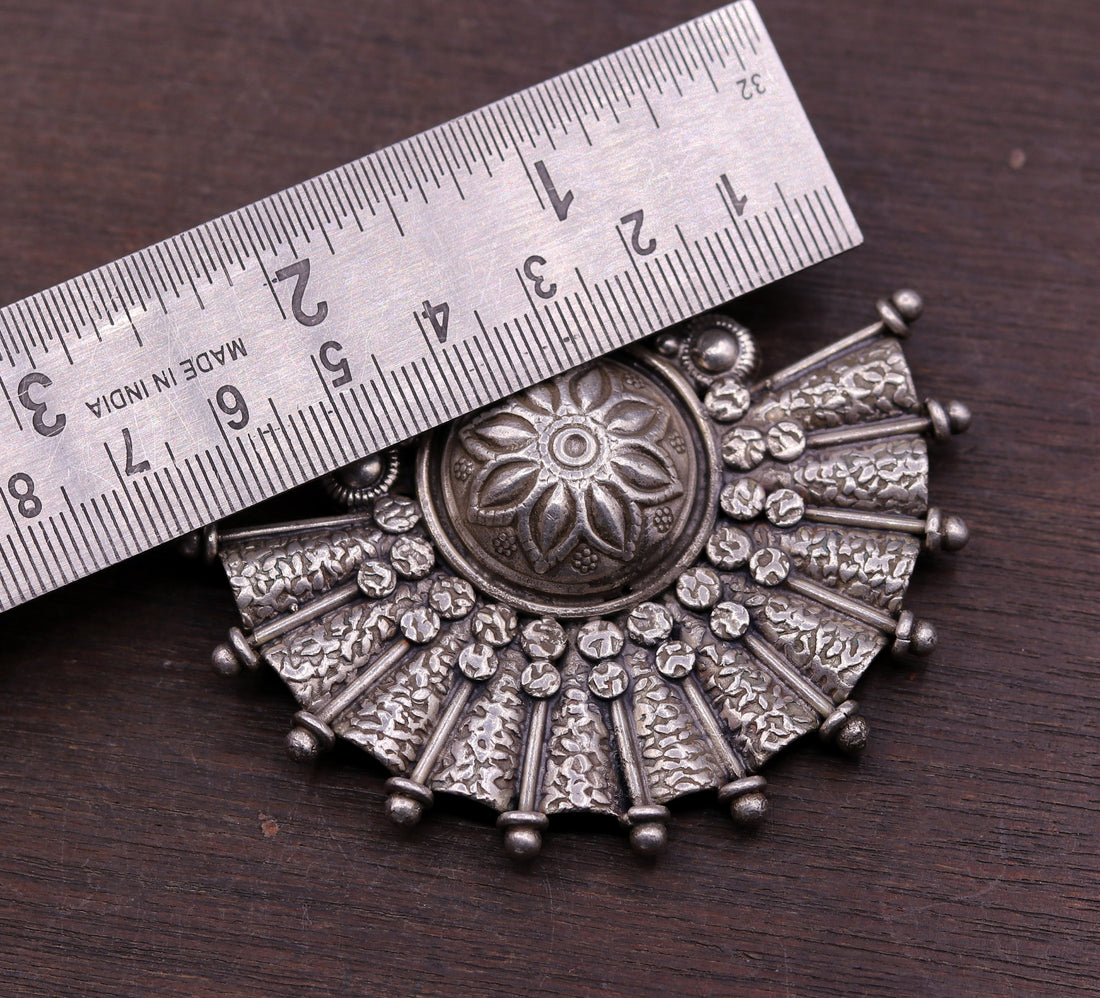 925 sterling silver handmade vintage flower design pendant, unique handcrafted work pendant tribal jewelry pretty gifting jewelry nsp264 - TRIBAL ORNAMENTS