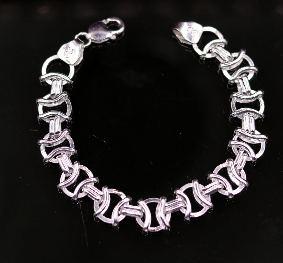 Amazing unique design sterling silver gorgeous link chain bracelet unisex gifting jewelry 22.5 cm long bracelet jewelry india sbr104 - TRIBAL ORNAMENTS