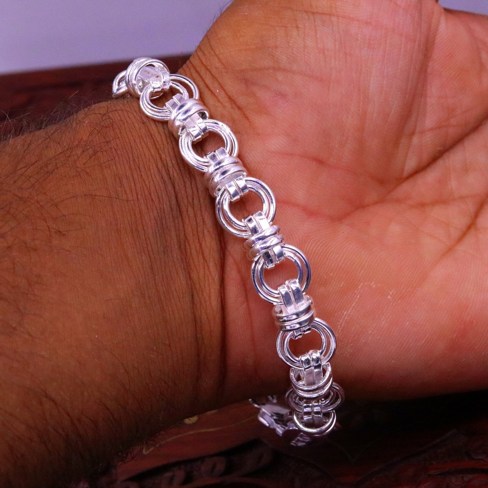 Excellent handmade Sterling silver bracelet modern stylish men's attractive bracelet jewelry pretty gifting jewelry india sbr106 - TRIBAL ORNAMENTS