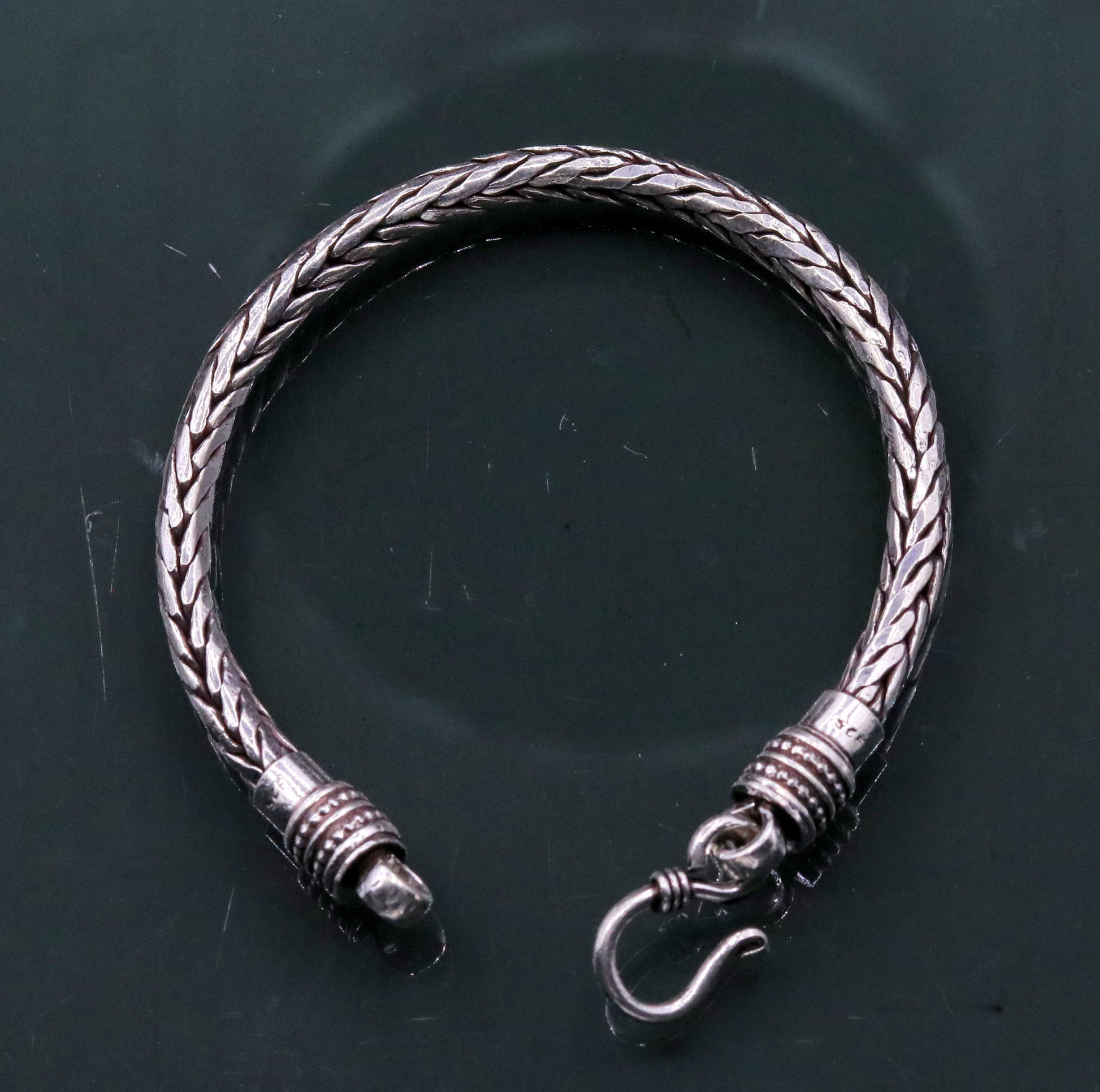 Vintage design handmade 925 sterling silver stylish wheat chian bracelet , gifting jewery for men, solid pure bracelet from india sbr124 - TRIBAL ORNAMENTS