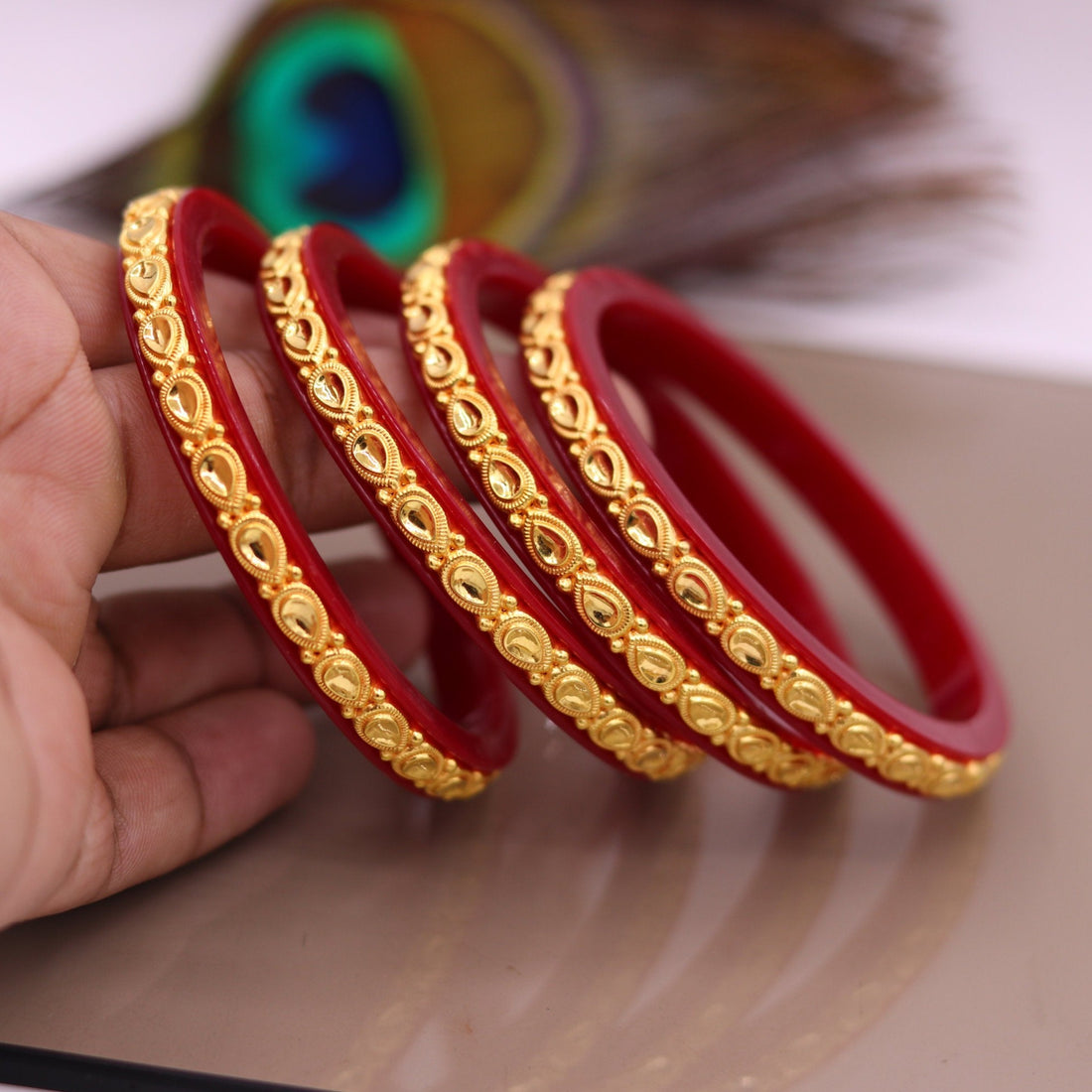 Vintage antique style amazing tussi pattern pure 22kt yellow gold bangle bracelet wedding party anniversary gifting jewelry india - TRIBAL ORNAMENTS