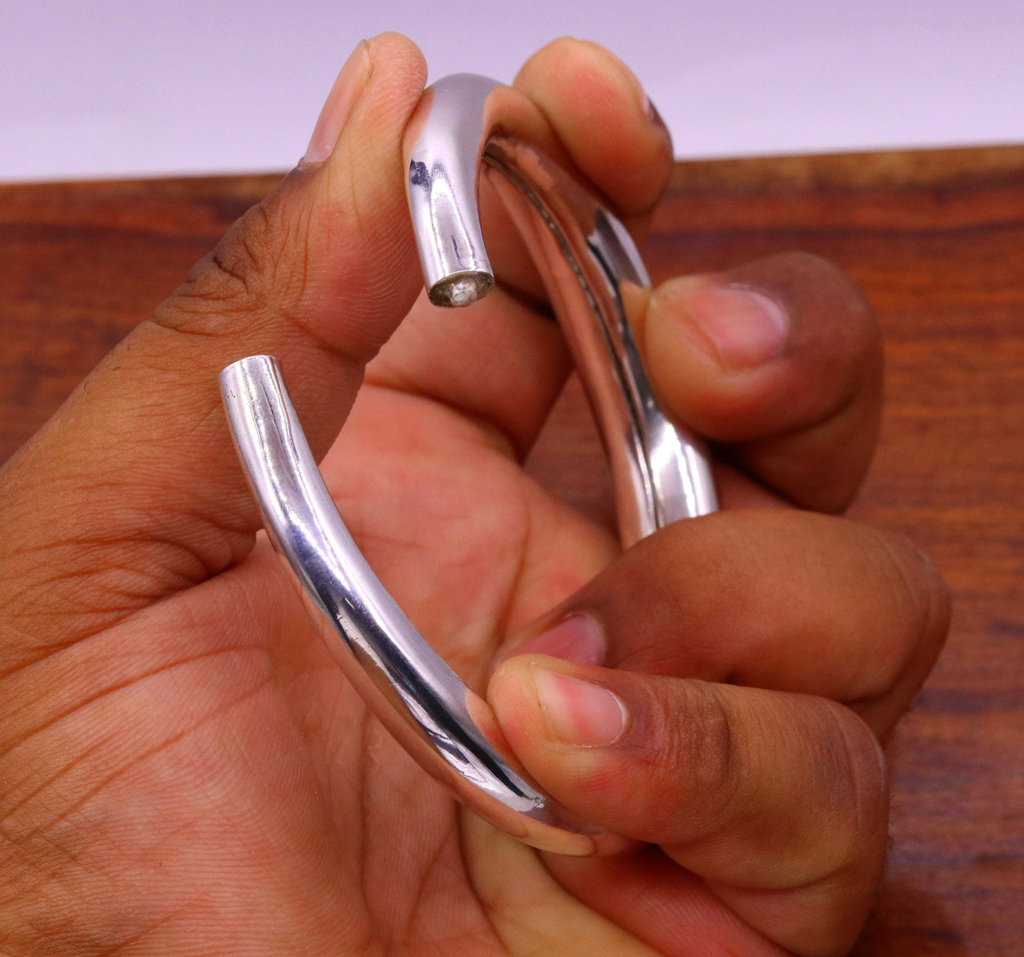 925 sterling silver vintage plain design handmade open face adjustable bangle bracelet kada cuff bracelet for unisex gifting india nsk228 - TRIBAL ORNAMENTS
