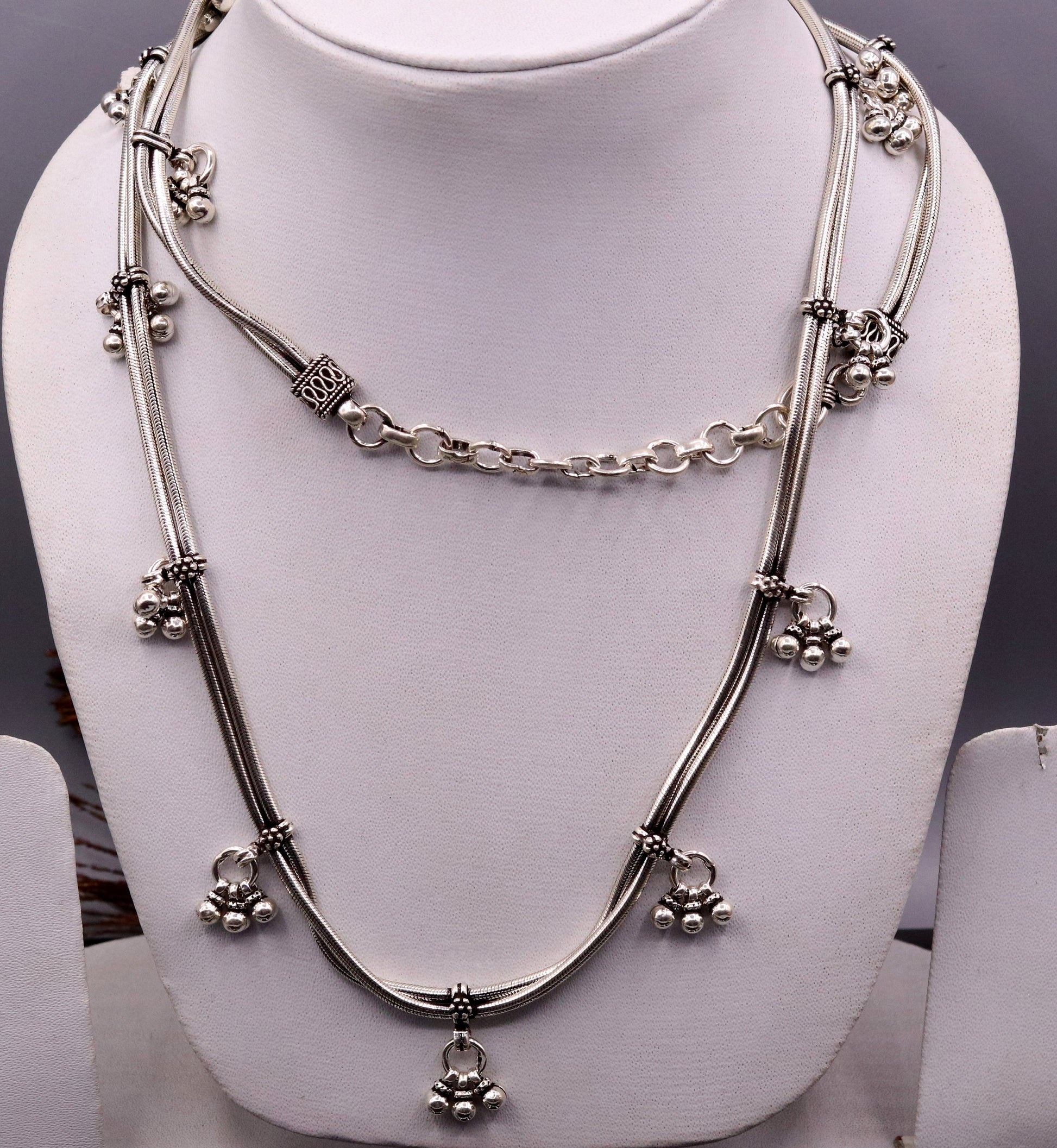 36 to 38 inches adjustable 925 sterling silver handmade vintage antique design belly chain,waist chain belly dance tribal jewelry wch06 - TRIBAL ORNAMENTS