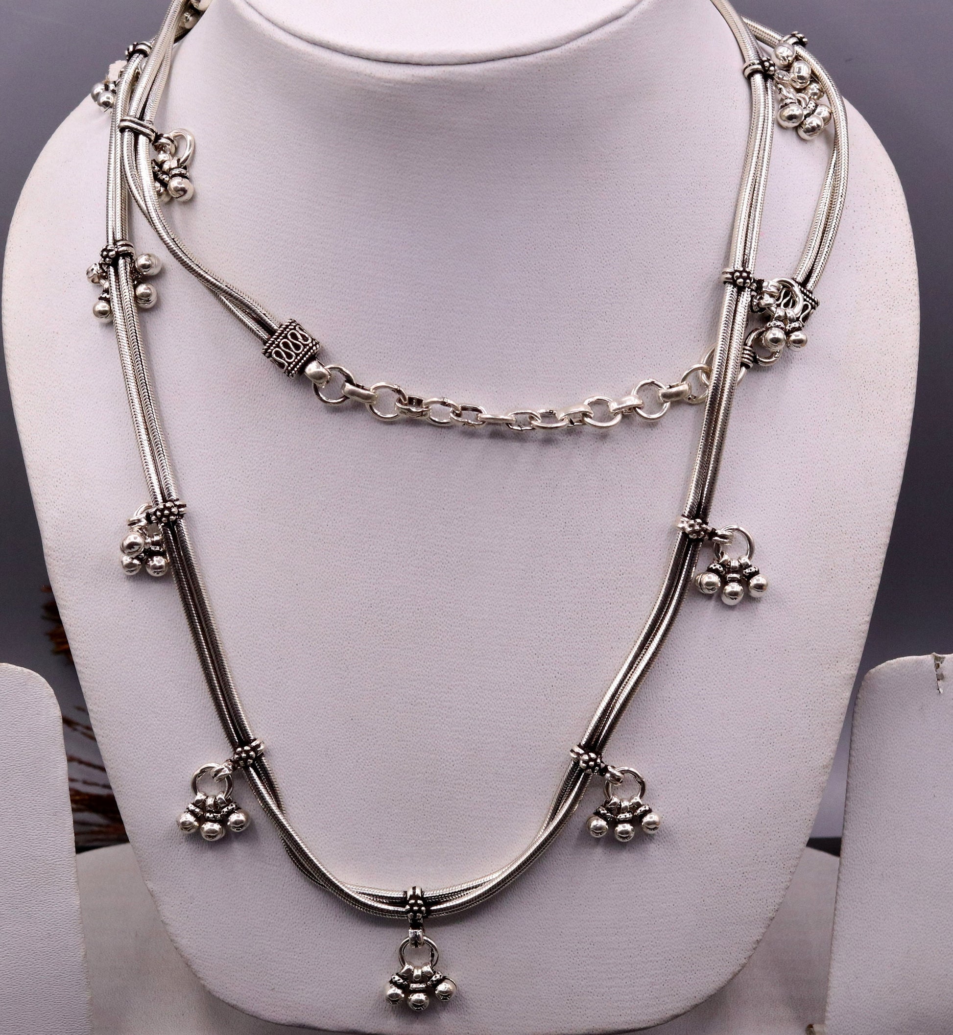 All size double line Adjustable 925 sterling silver handmade snake chain belly chain, waist chain, sari chain belt belly dance jewelry wch20 - TRIBAL ORNAMENTS