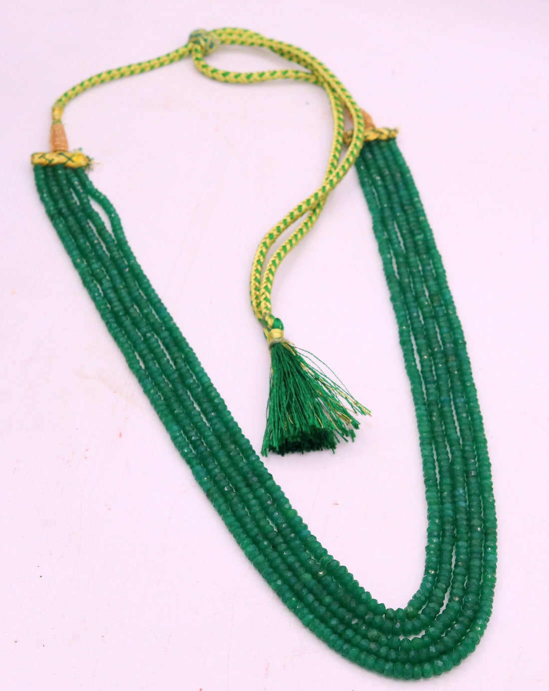 Vintage antique design handmade gorgeous Green Quartz five line necklace, excellent beaded charm necklace tribal jewelry from india qd02 - TRIBAL ORNAMENTS