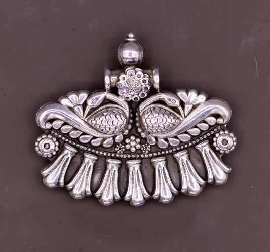 Vintage antique design handmade 925 sterling silver gorgeous design peacock pendant ethnic tribal jewelry from India nsp247 - TRIBAL ORNAMENTS