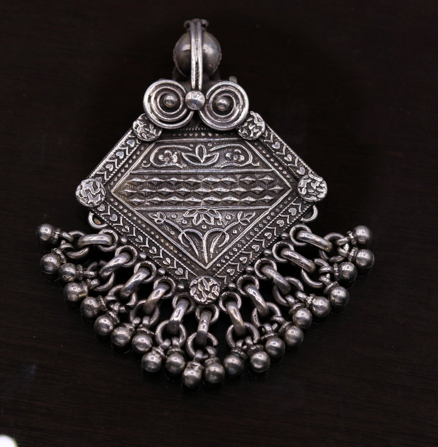 Vintage antique design Handmade 925 sterling silver excellent tribal pendant with hanging bells gifting women's jewelry nsp257 - TRIBAL ORNAMENTS