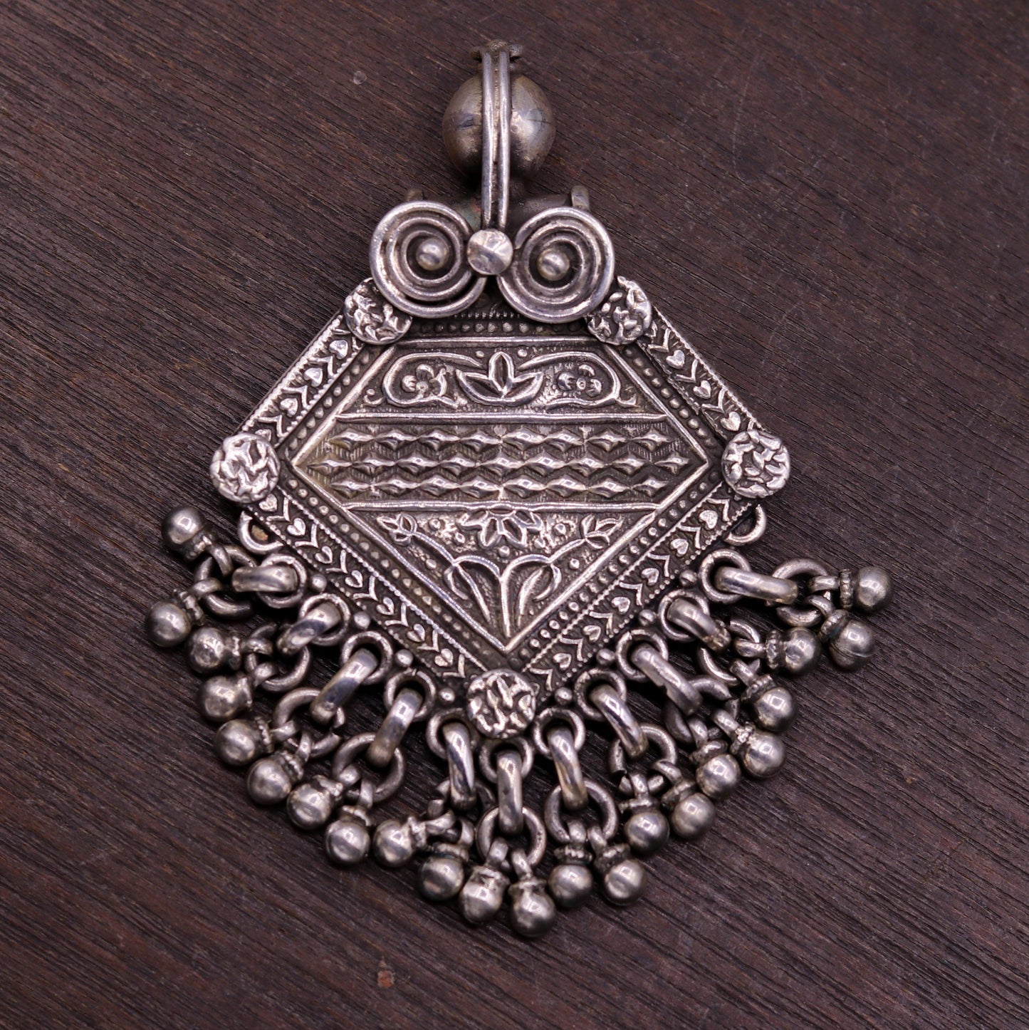 Vintage antique design Handmade 925 sterling silver excellent tribal pendant with hanging bells gifting women's jewelry nsp257 - TRIBAL ORNAMENTS