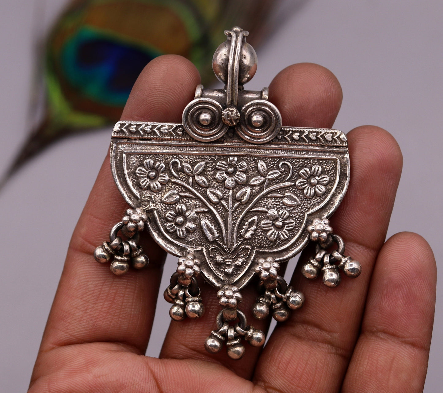 925 sterling silver handmade vintage flower design pendant, excellent pendant tribal jewelry pretty gifting jewelry nsp265 - TRIBAL ORNAMENTS