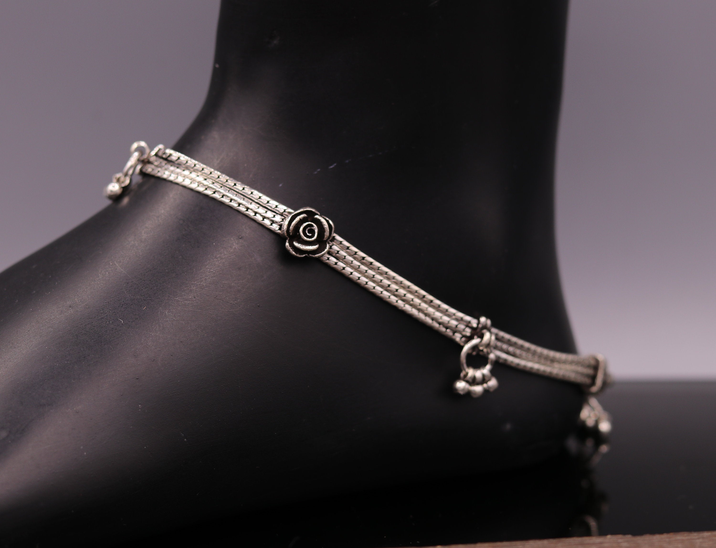 Extra long hot sale silver anklets