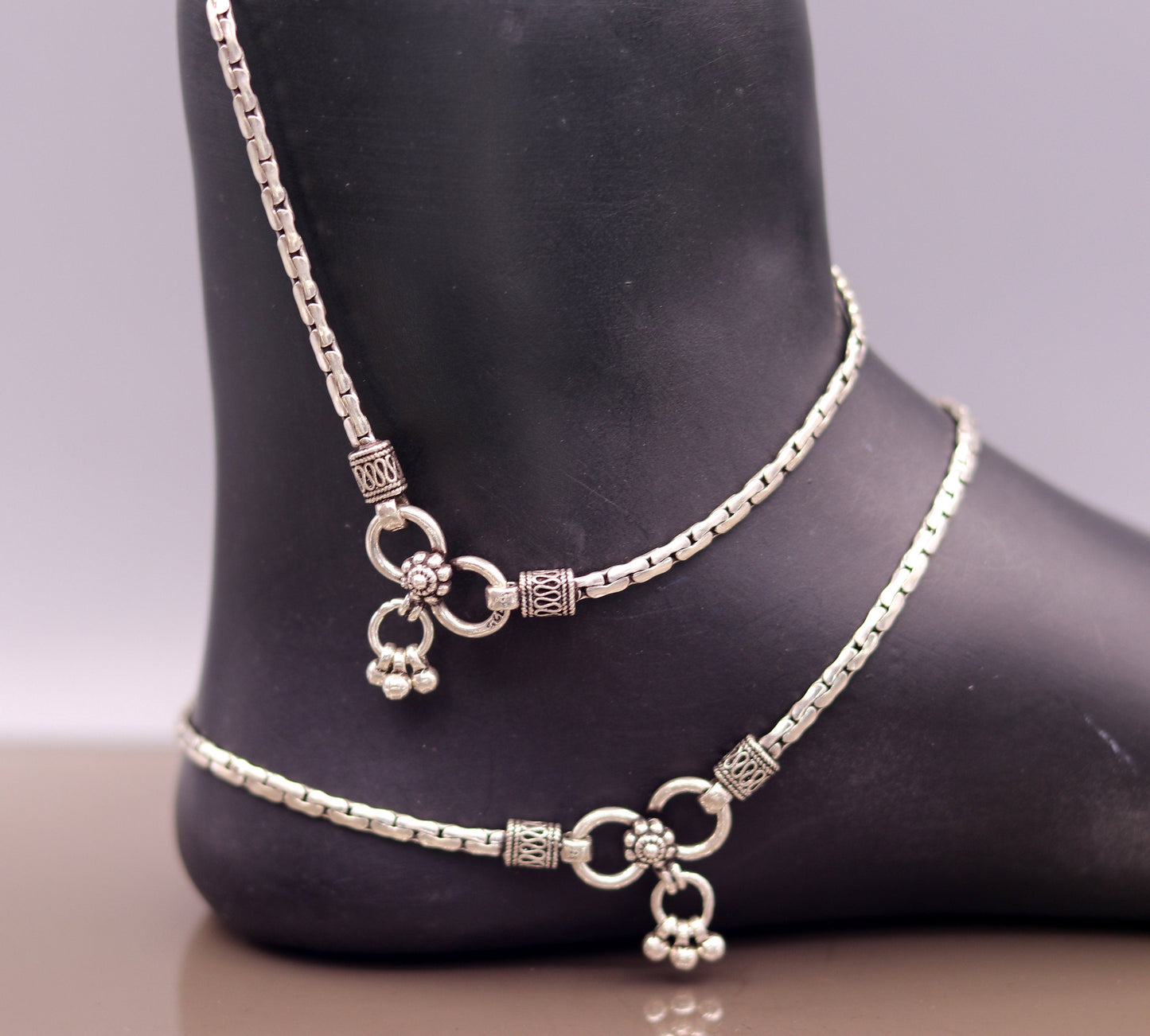 Top class pretty design ankle jewelry Real 925 sterling silver anklet, excellent mother's day gifting tribal belly dance jewelry india ank38 - TRIBAL ORNAMENTS
