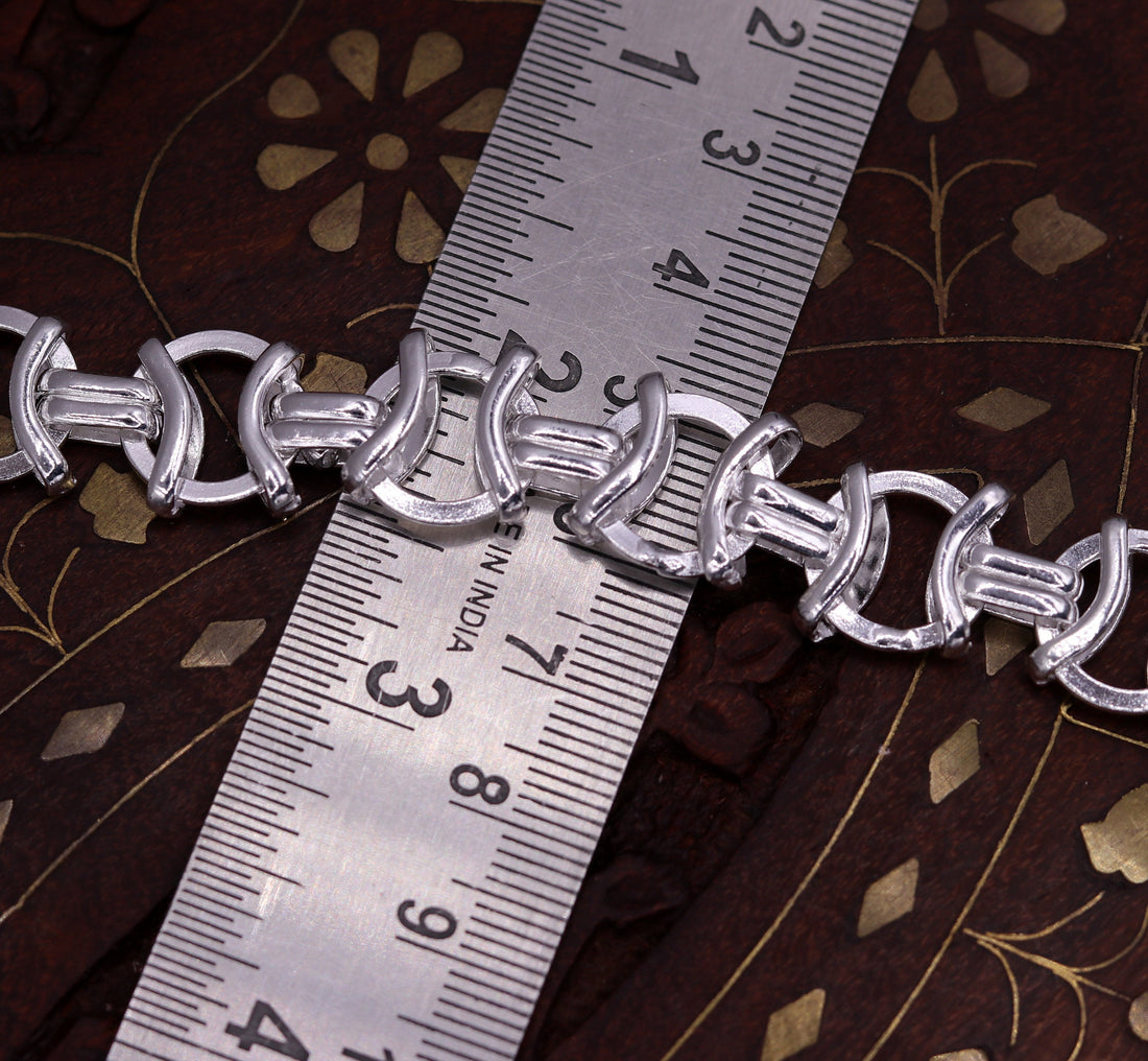Amazing unique design sterling silver gorgeous link chain bracelet unisex gifting jewelry 22.5 cm long bracelet jewelry india sbr104 - TRIBAL ORNAMENTS