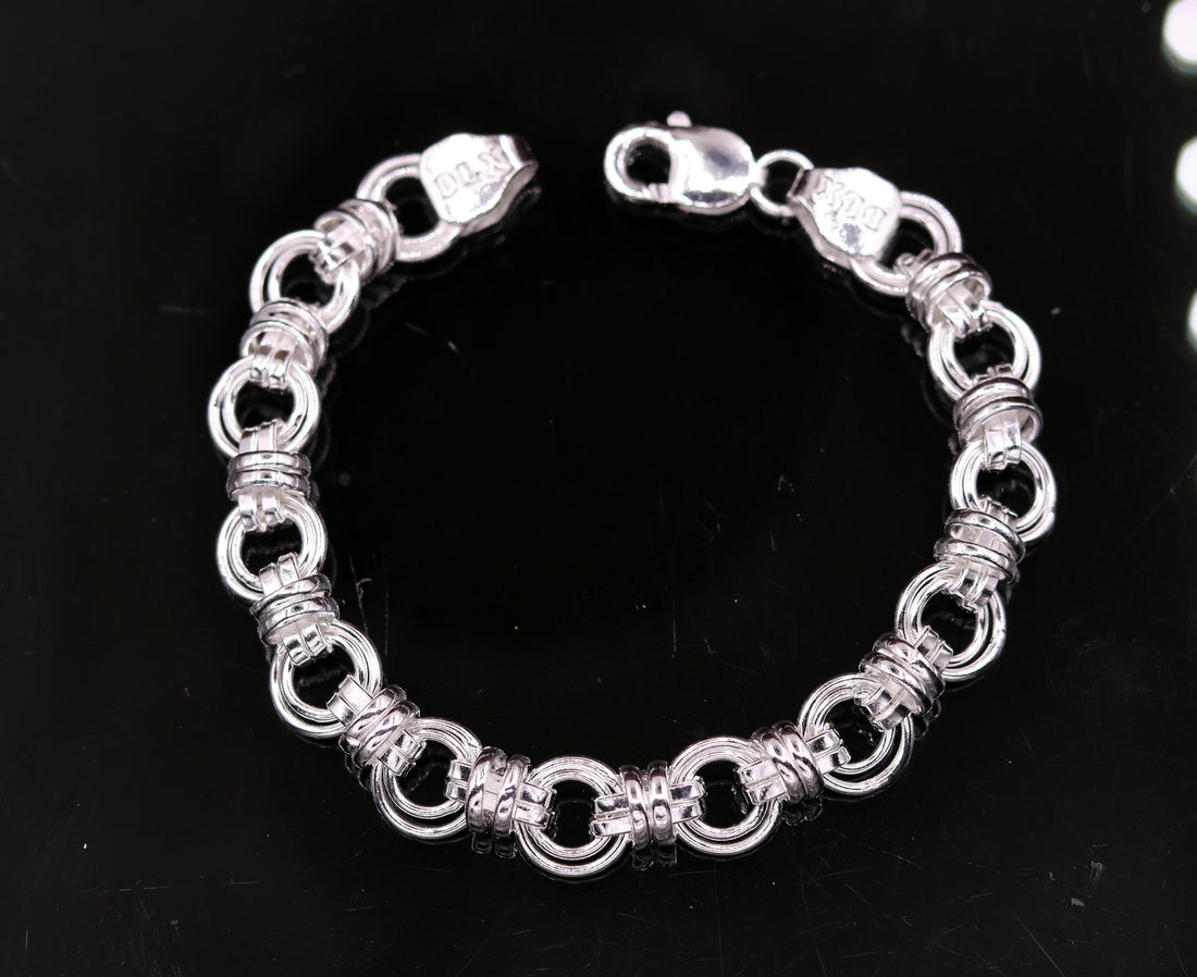 Excellent handmade Sterling silver bracelet modern stylish men's attractive bracelet jewelry pretty gifting jewelry india sbr106 - TRIBAL ORNAMENTS