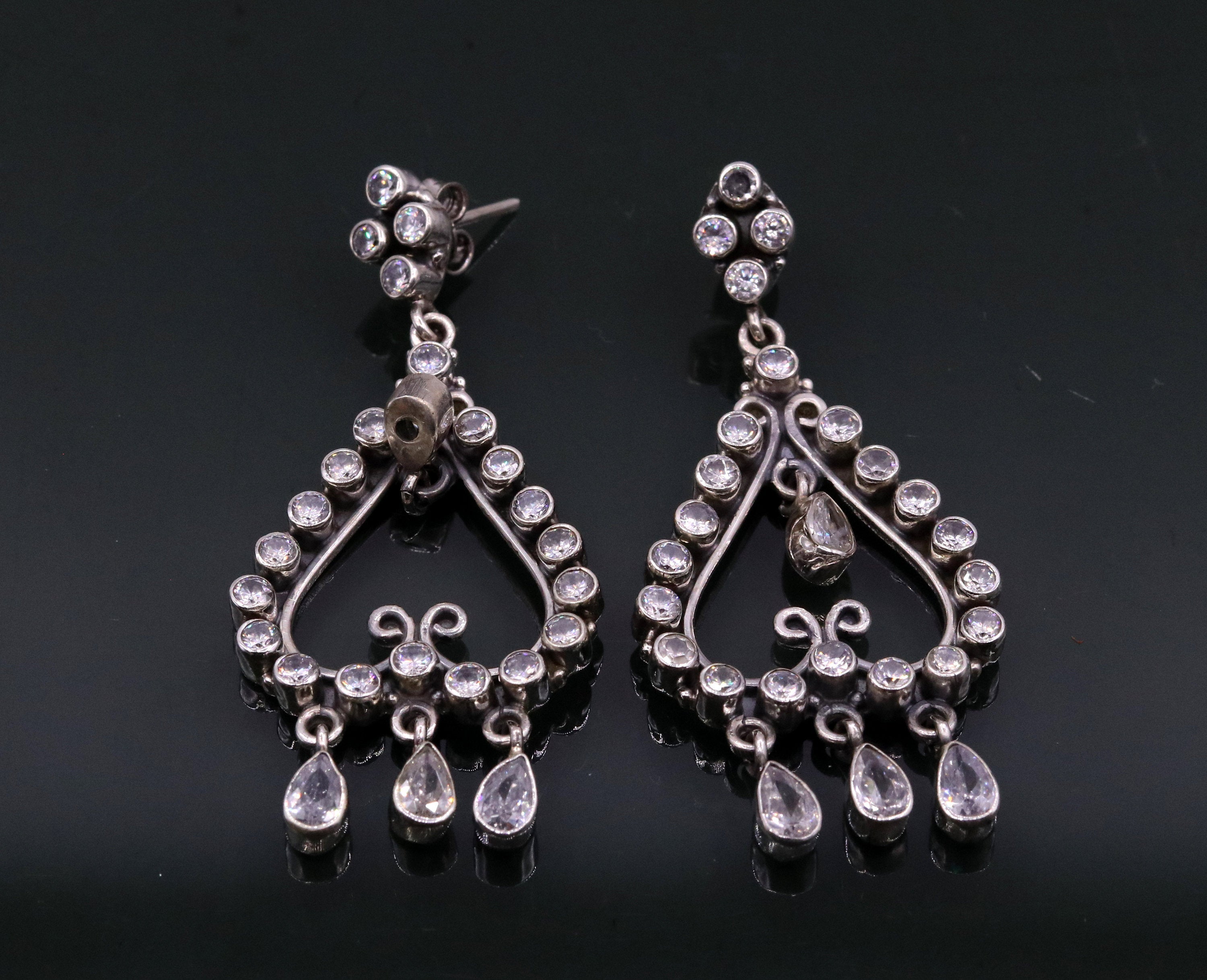 925 Sterling Silver Big Crystal Bridal Wedding Drop Earrings for Women  Large Teardrop Dangle Earrings Party Prom Jewelry | Wish