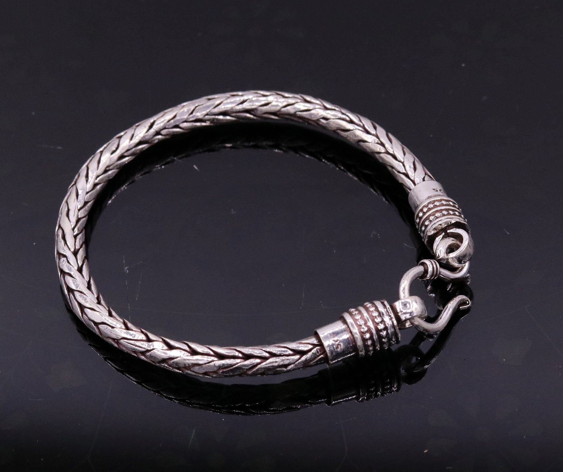 Vintage design handmade 925 sterling silver stylish wheat chian bracelet , gifting jewery for men, solid pure bracelet from india sbr124 - TRIBAL ORNAMENTS