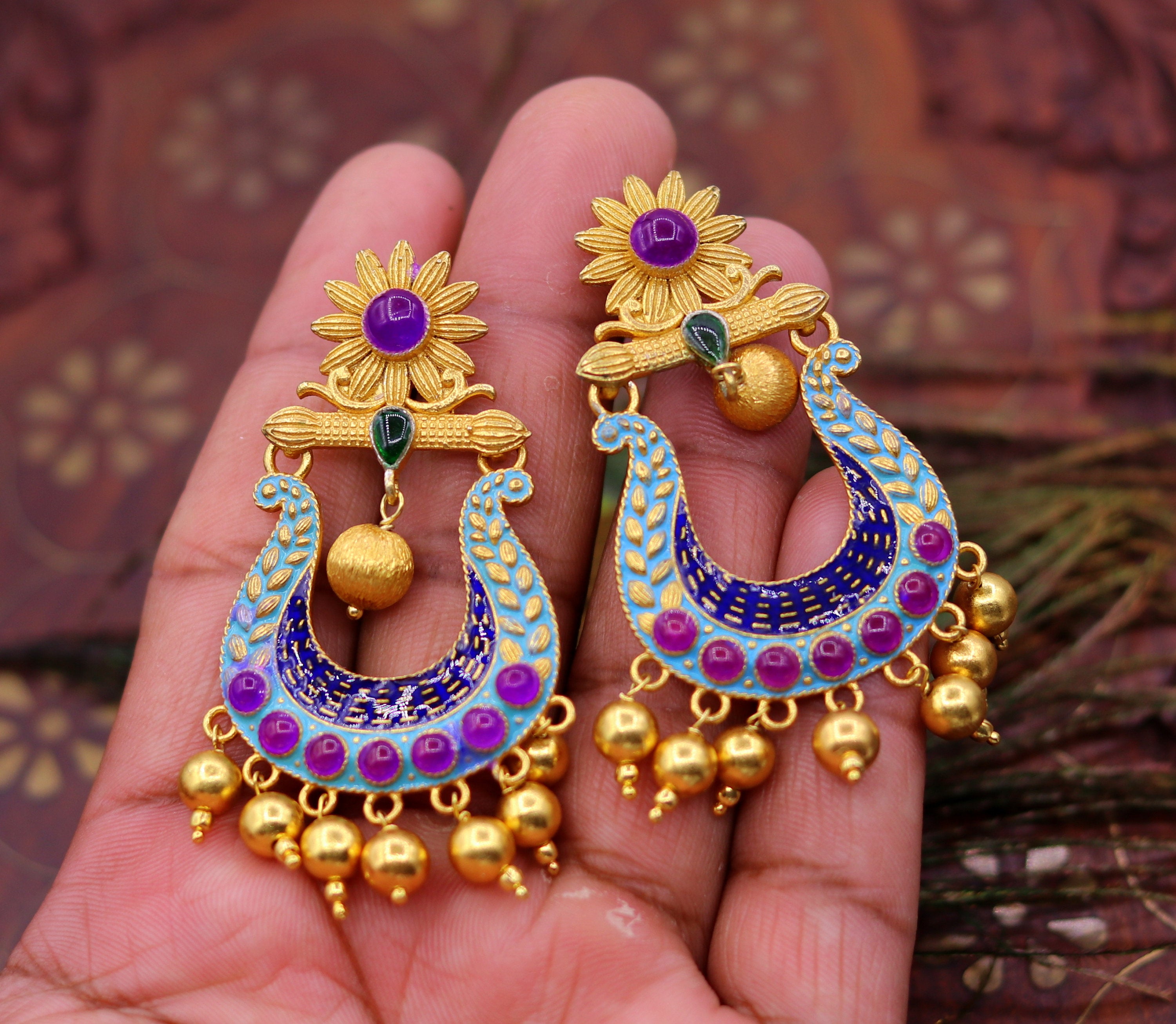 Buy Rajasthani 22k Gold Earrings Handmade Vintage Traditional Online in  India  Etsy