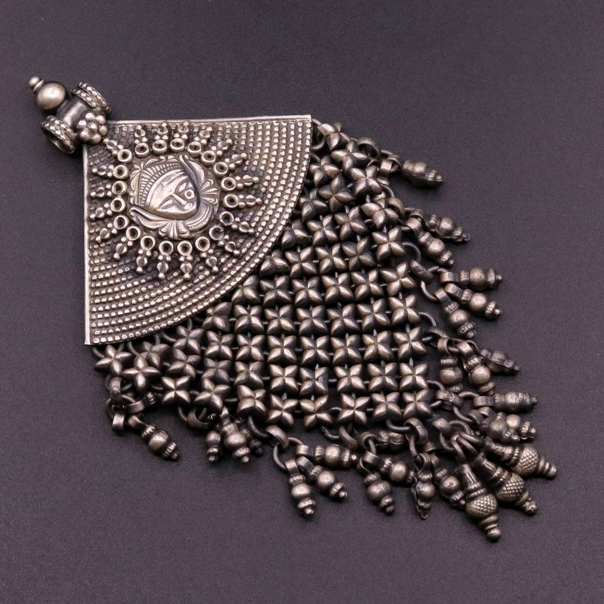 925 sterling silver Goddess Bhawani pendant, oxidized custom made gifting pendant necklace tribal ethnic temple charm jewelry nsp334 - TRIBAL ORNAMENTS