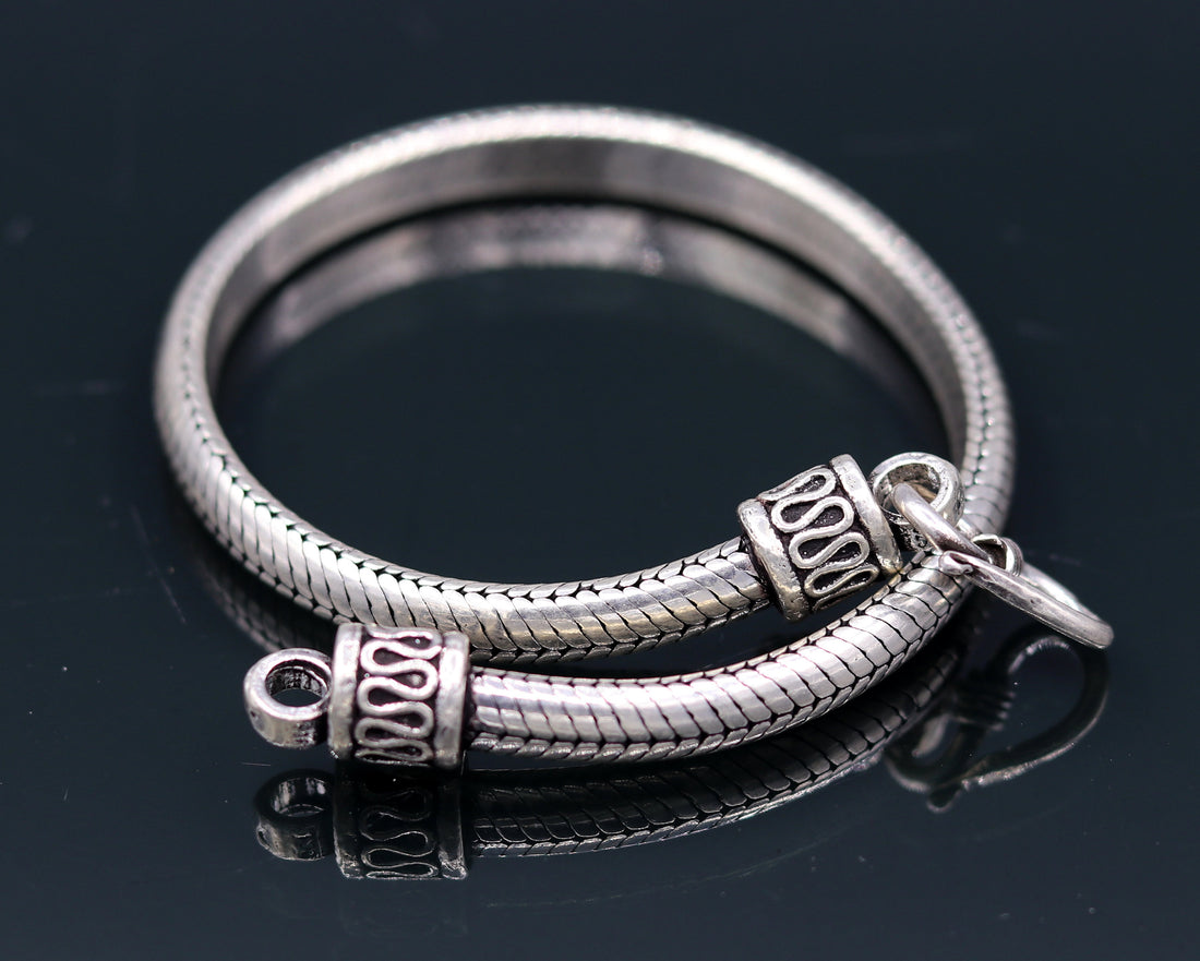 8.5" inches long 925 sterling silver handmade snake chain bracelet, D shape chain bracelet, half round snake chain bracelet unisex sbr149 - TRIBAL ORNAMENTS