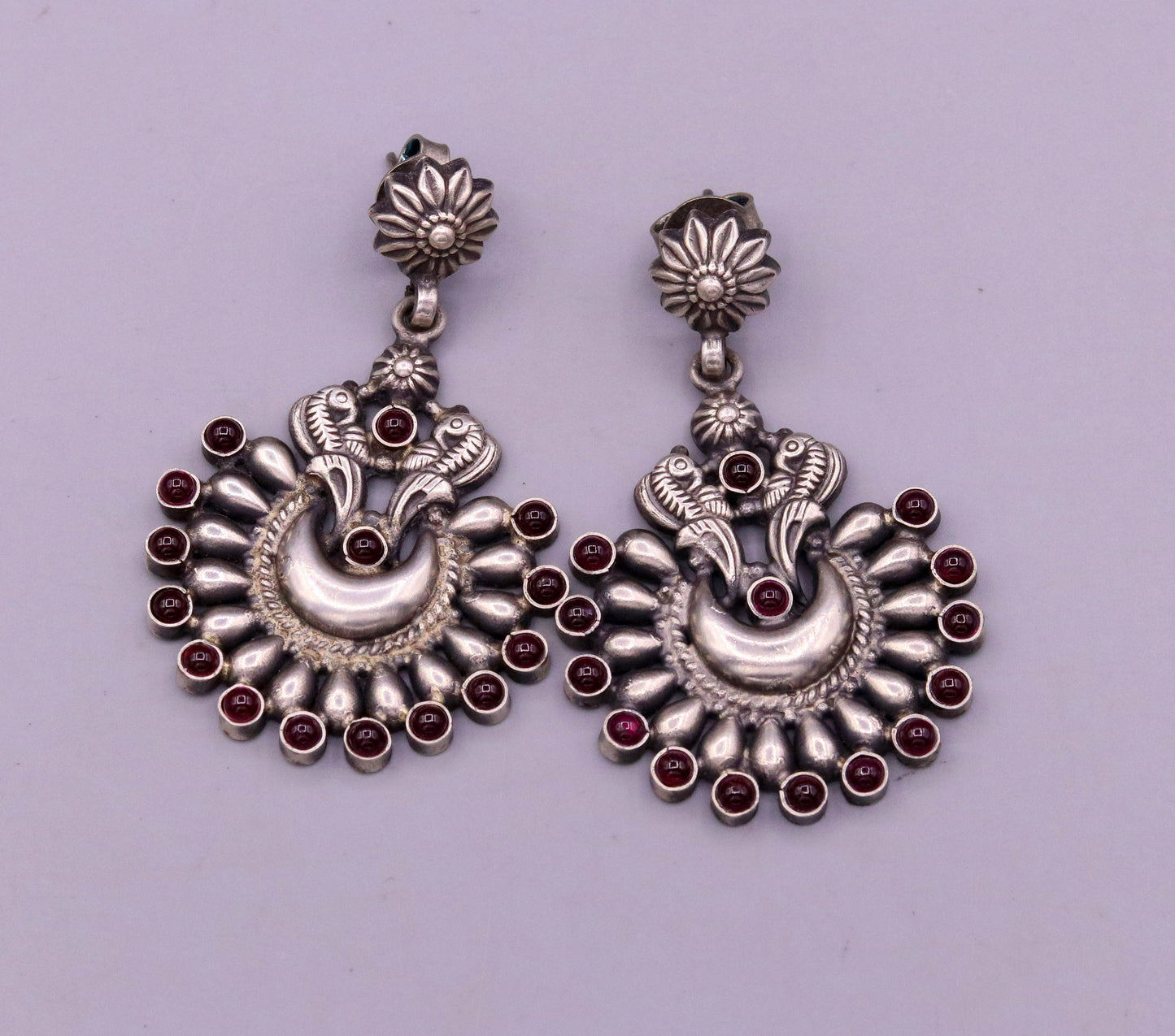 Vintage design moon shape bird stud earring,925 sterling silver gorgeous stone jadau drop dangle earring tribal jewelry gifting s776 - TRIBAL ORNAMENTS