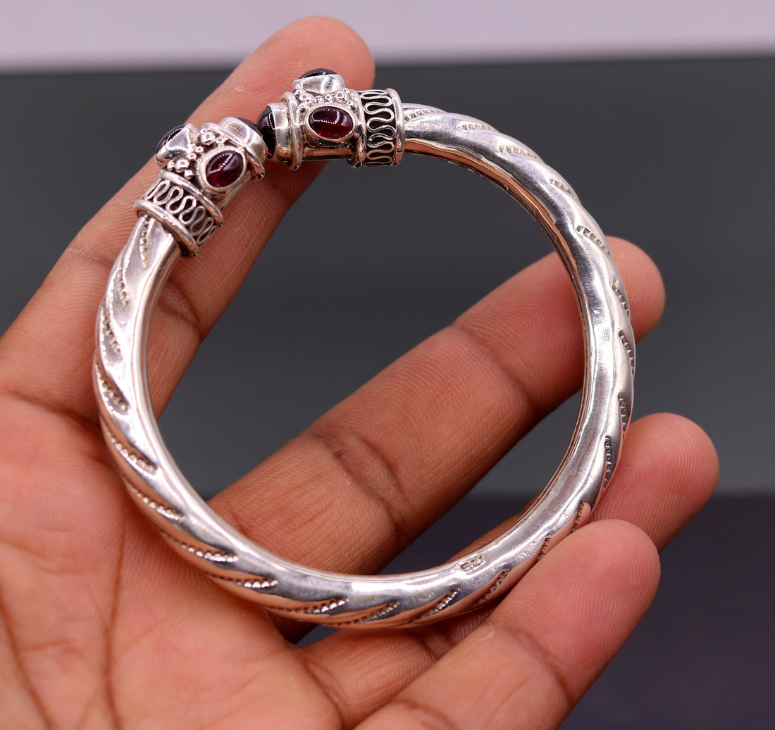 925 sterling silver handmade vintage antique design gorgeous bangle bracelet kada unisex gifting jewelry , belly dance tribal jewelry nsk221 - TRIBAL ORNAMENTS
